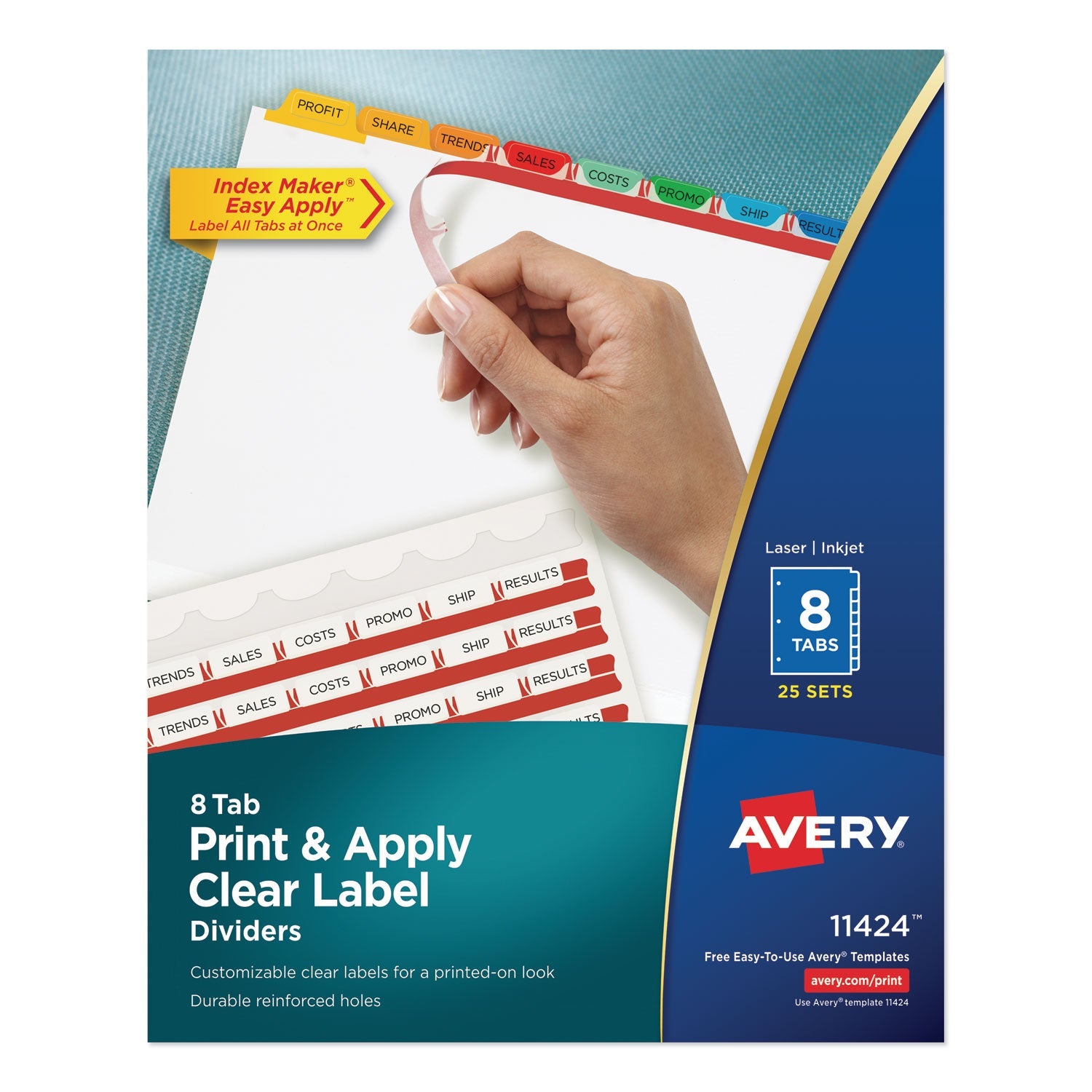 Clear Label Dividers | Color Tabs | 25 Sets