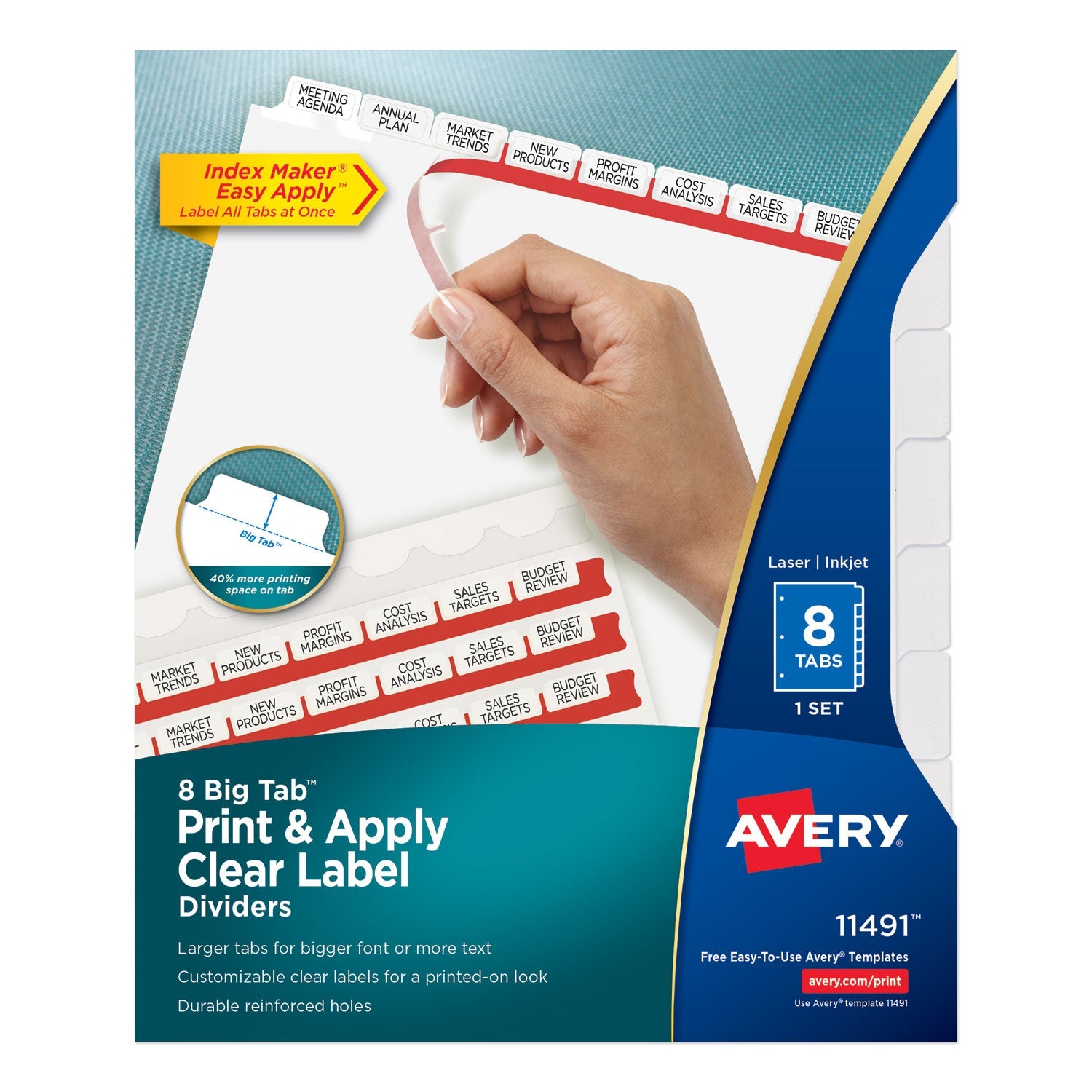 Clear Label Dividers | Big Tab 8-Tab | 1 Set