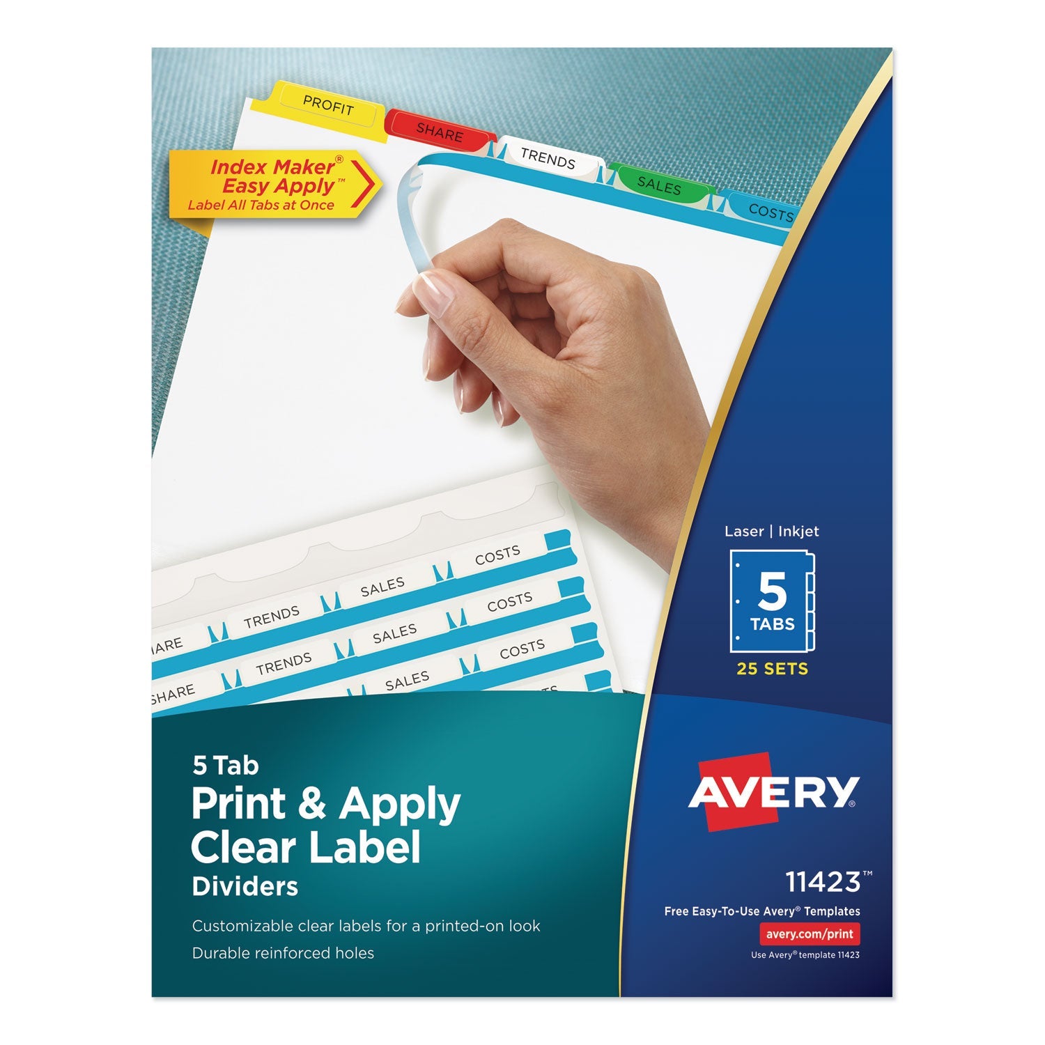 Clear Label Dividers | Color Tabs | 25 Sets