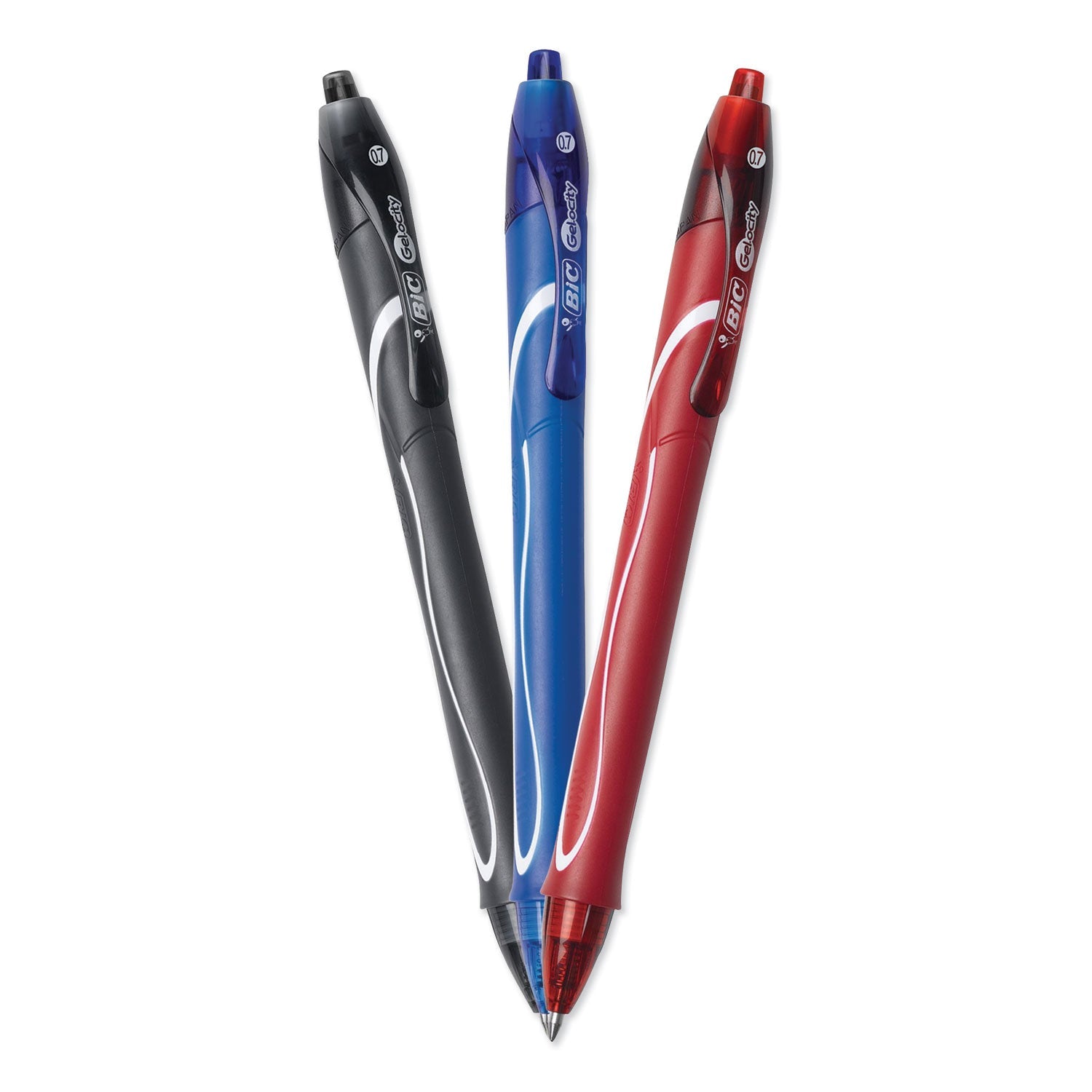 BIC® Gel-ocity Quick Dry Gel Pen, Retractable, Fine 0.7 mm, Assorted Ink and Barrel Colors, Dozen