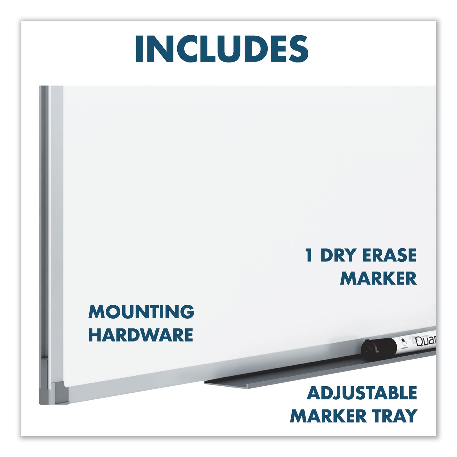 Mead® Dry Erase Board with Aluminum Frame, 72" x 48", White Surface, Satin Aluminum Frame