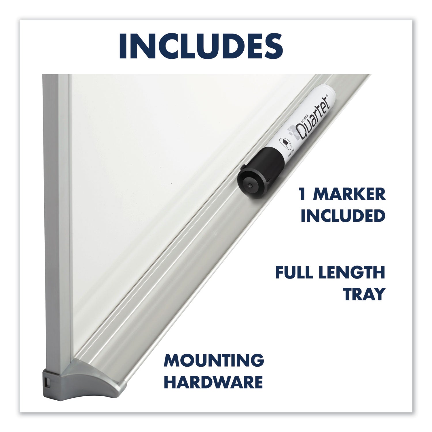 Quartet® Porcelain Magnetic Whiteboard, 96" x 48", White Surface, Satin Aluminum Frame