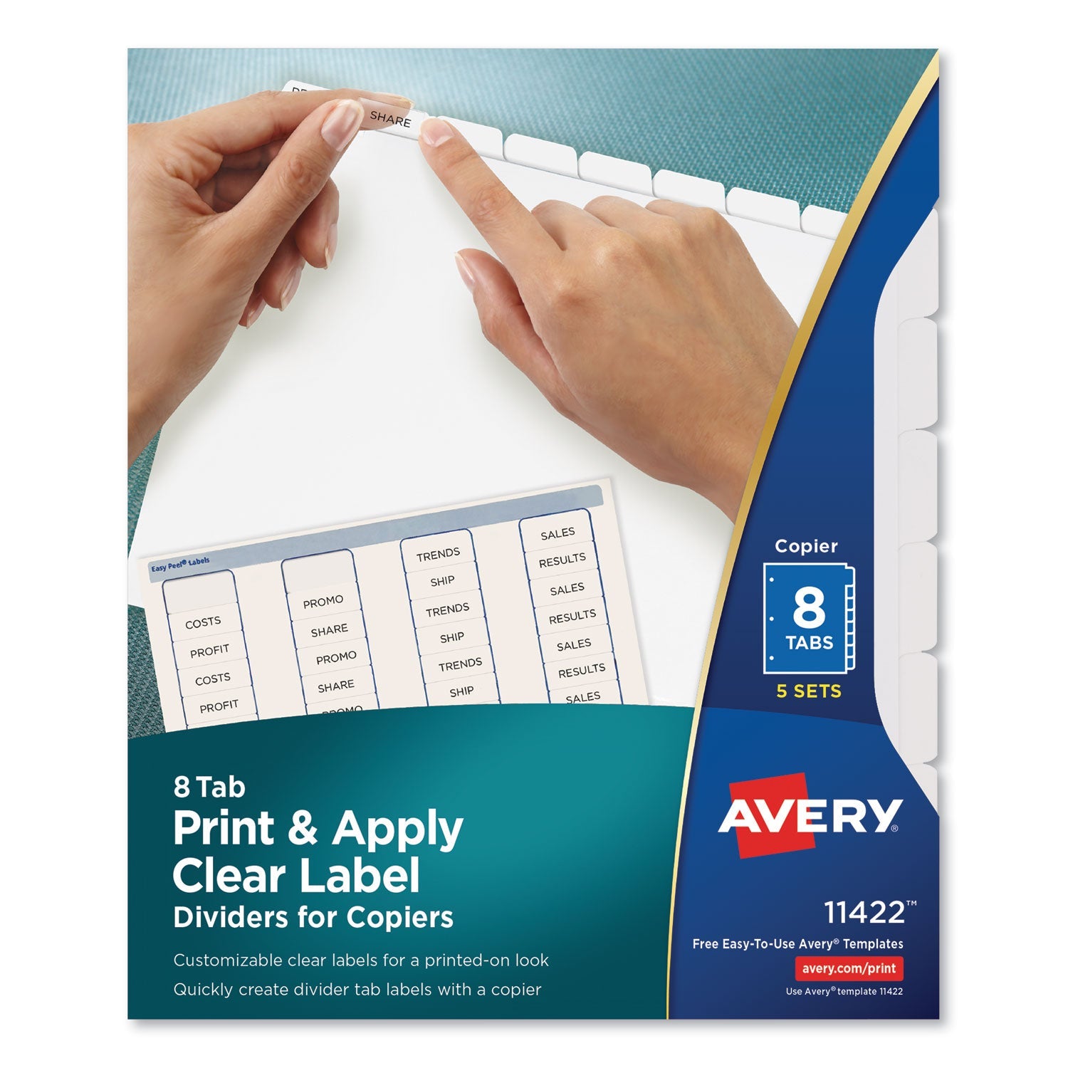 Clear Label Dividers | Copiers | 8-Tab, 5 Sets