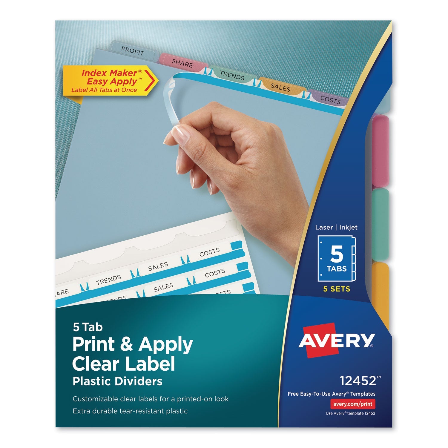 Clear Label Plastic Dividers | 5-Tab | 5 Sets