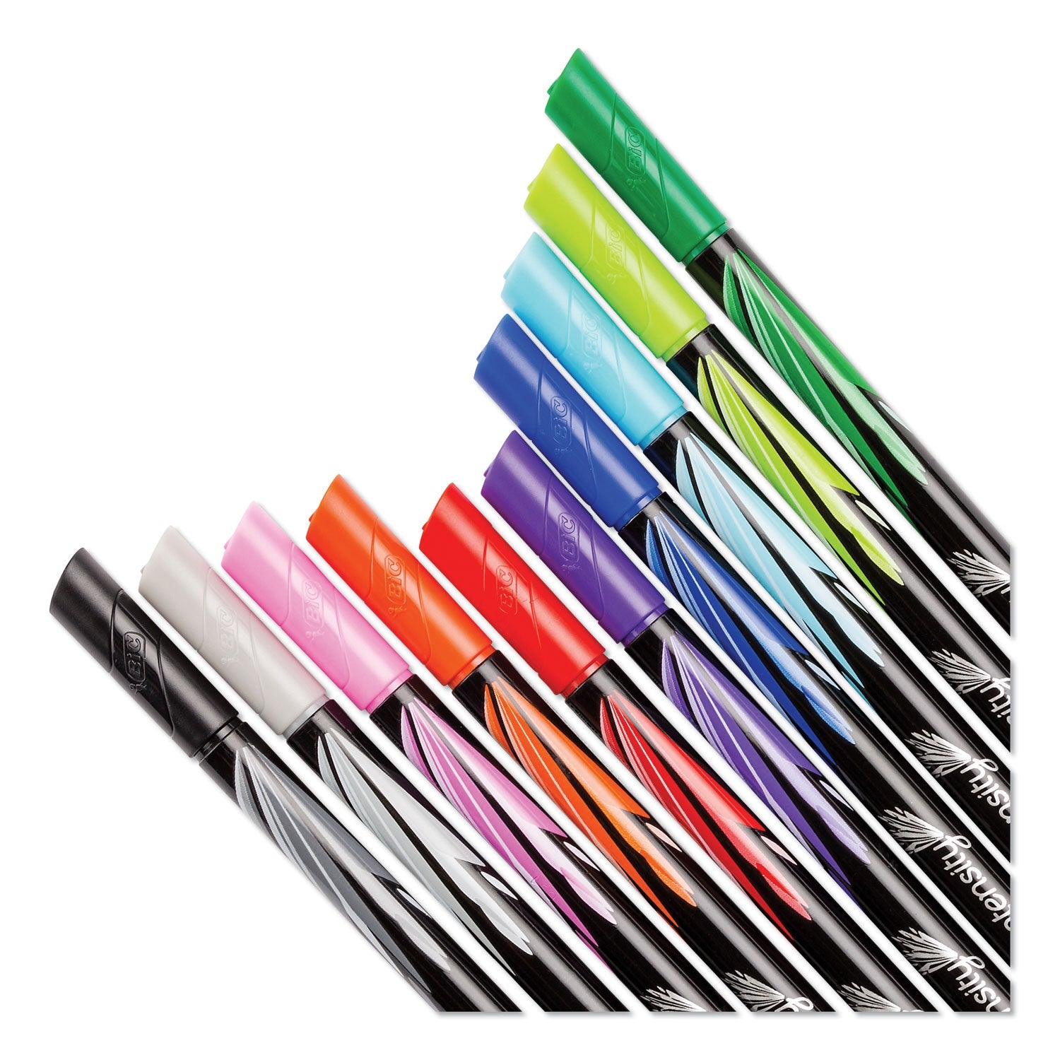BIC® Intensity Porous Point Pen, Stick, Extra-Fine 0.4 Mm, Assorted Ink And Barrel Colors, 10/pack