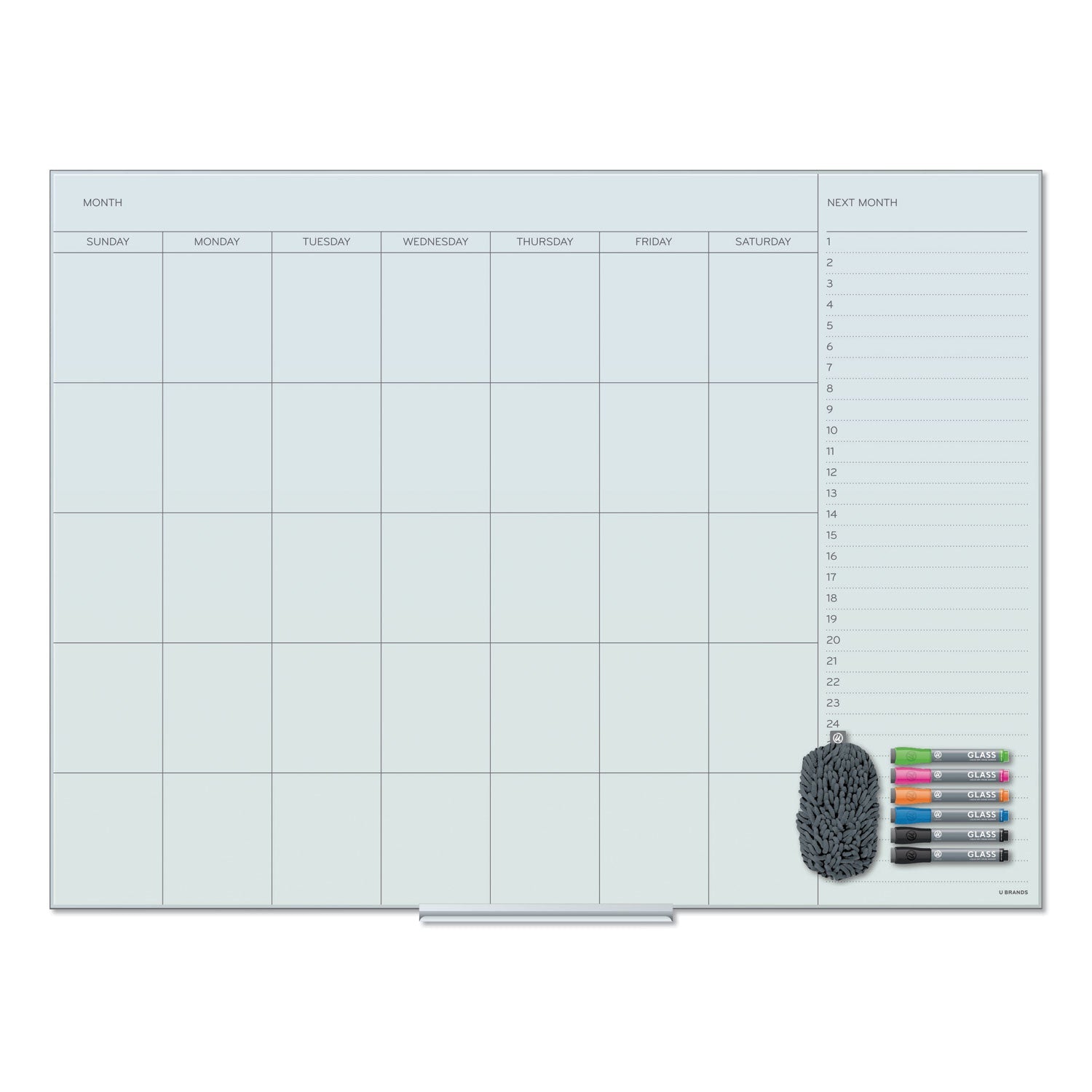 Floating Glass Dry Erase Calendar | 48x36