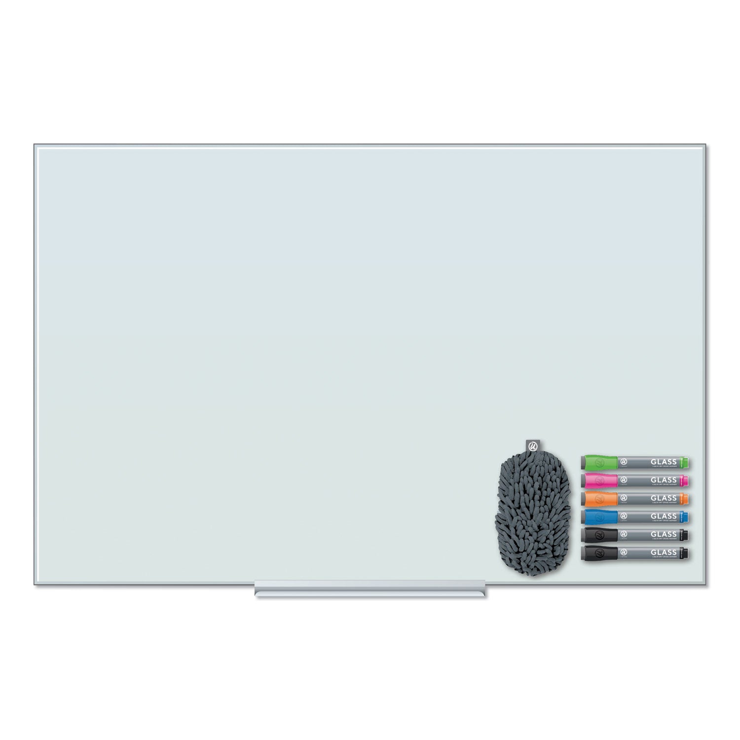 U Brands Floating Glass Dry Erase Board, 36" x 24" (Actual Size: 35" x 23"), White Surface