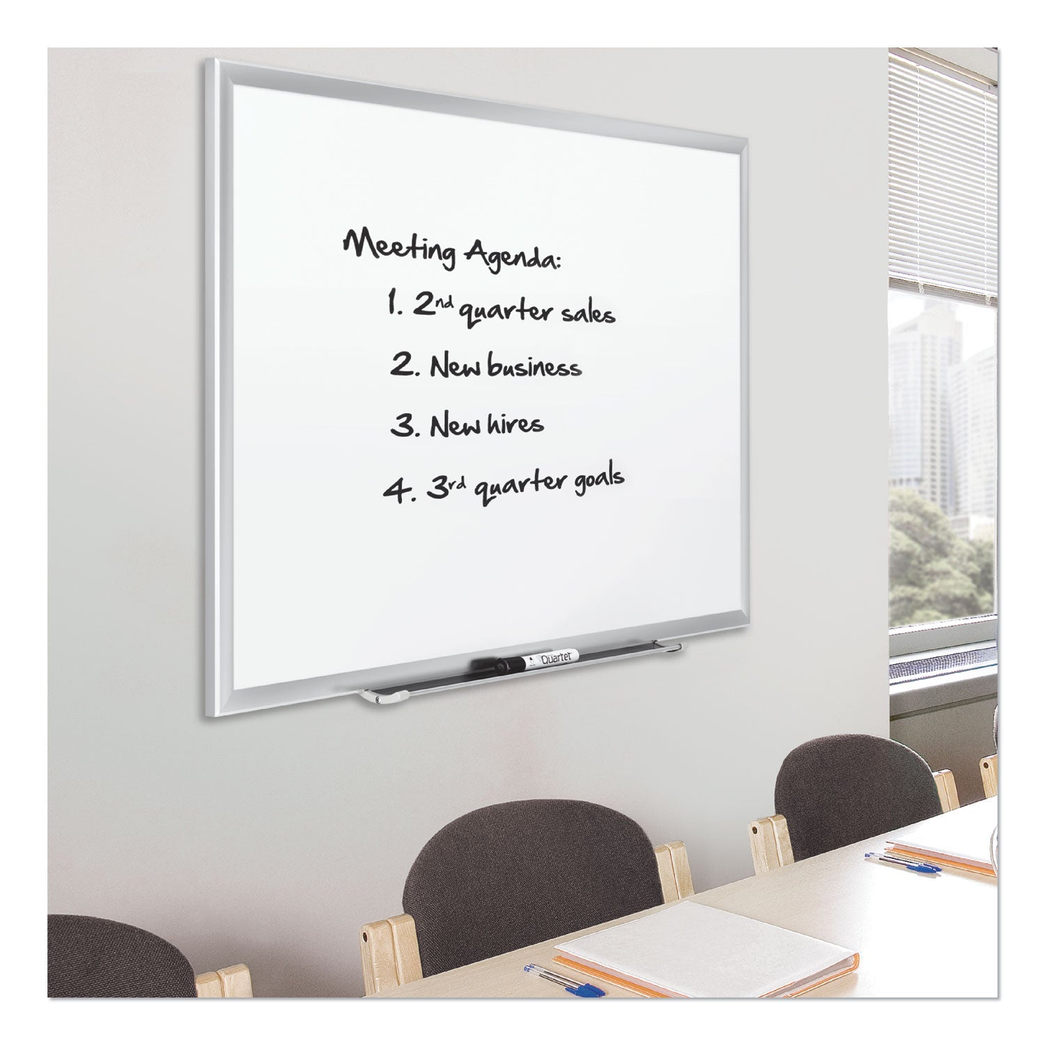 Quartet® Classic Series Porcelain Magnetic Dry Erase Board, 72" x 48", White Surface, Satin Aluminum Frame