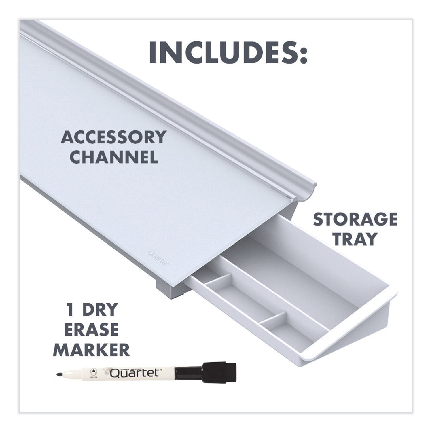 Quartet® Glass Dry Erase Desktop Computer Pad, 18" x 6", White Surface