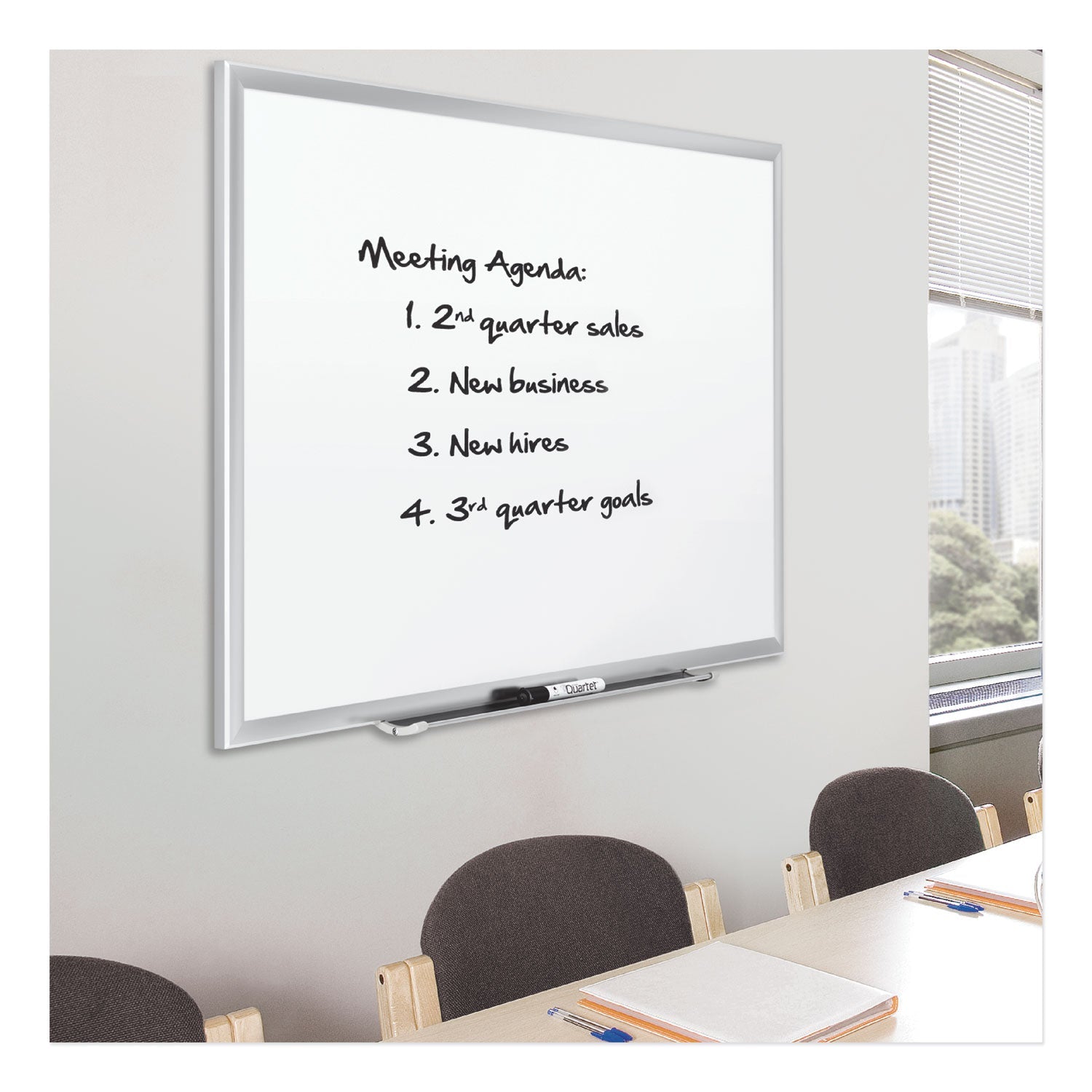 Quartet® Classic Series Porcelain Magnetic Dry Erase Board, 48" x 36", White Surface, Satin Aluminum Frame