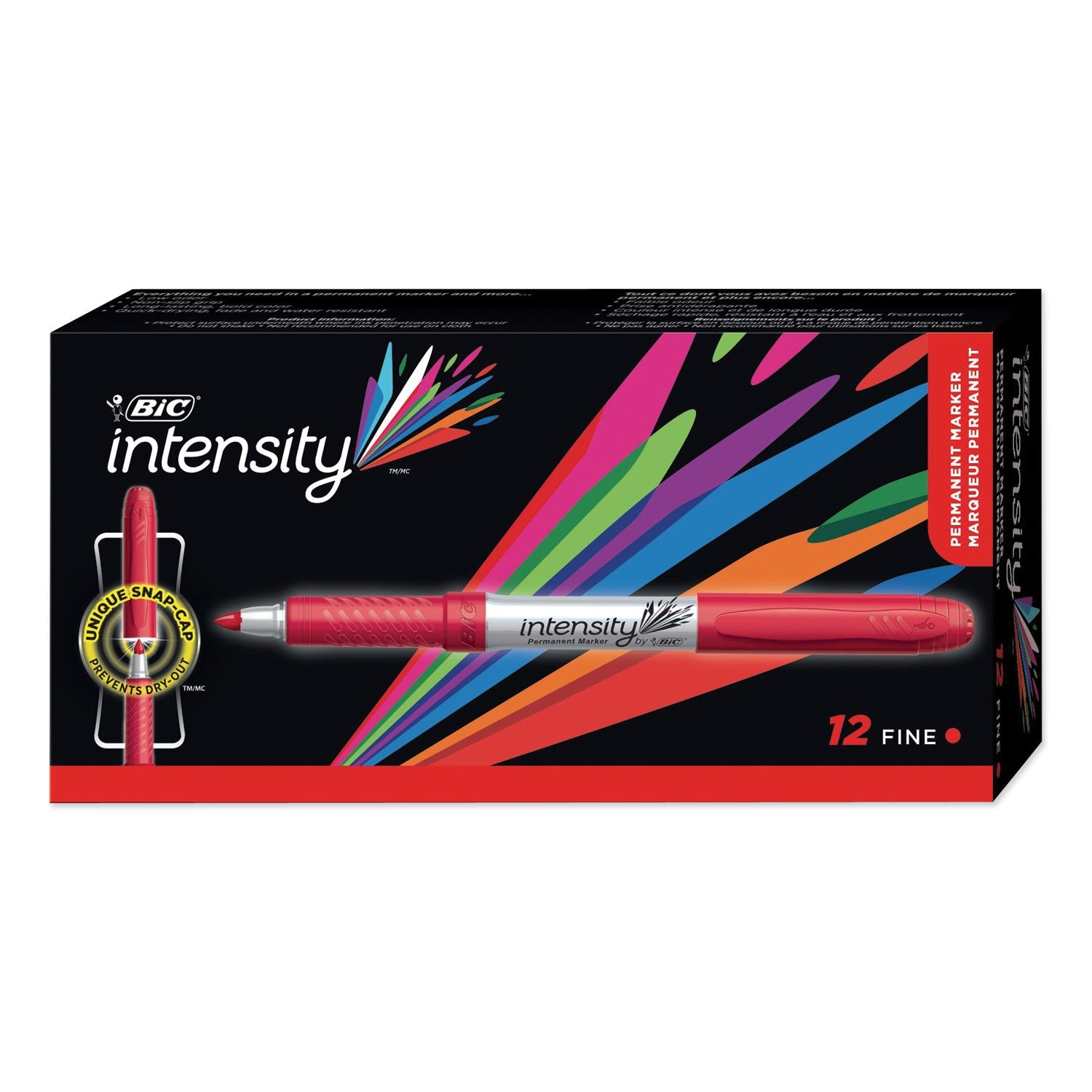 BIC® Intensity Fine Tip Permanent Marker, Fine Bullet Tip, Rambunctious Red, Dozen