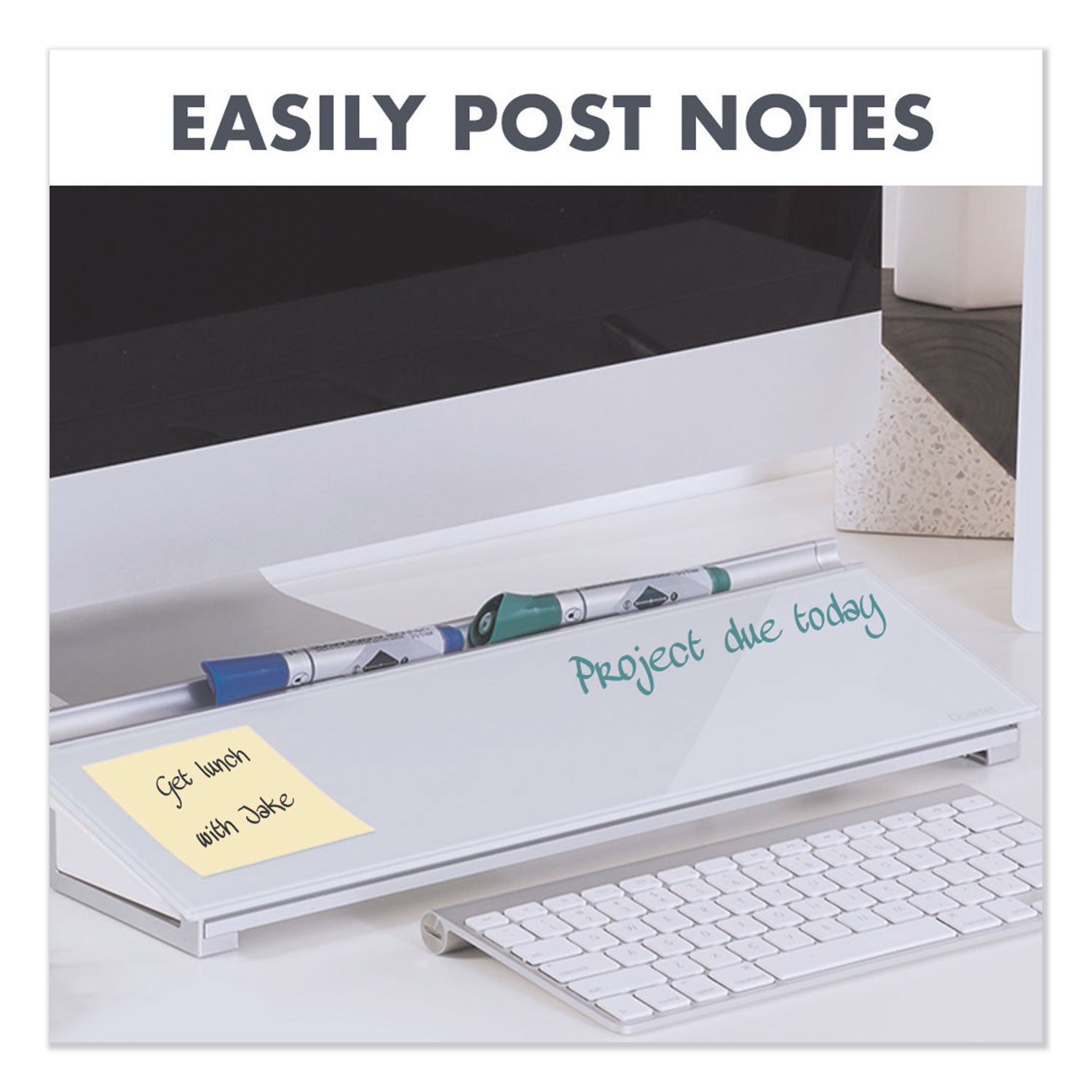 Quartet® Glass Dry Erase Desktop Computer Pad, 18" x 6", White Surface
