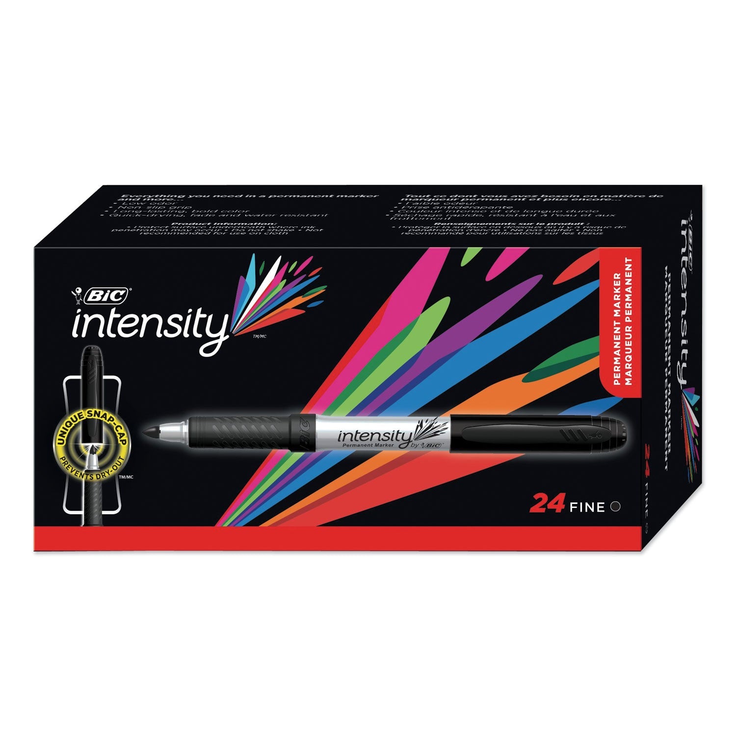 BIC® Intensity Fine Tip Permanent Marker Value Pack, Fine Bullet Tip, Black, 24/pack