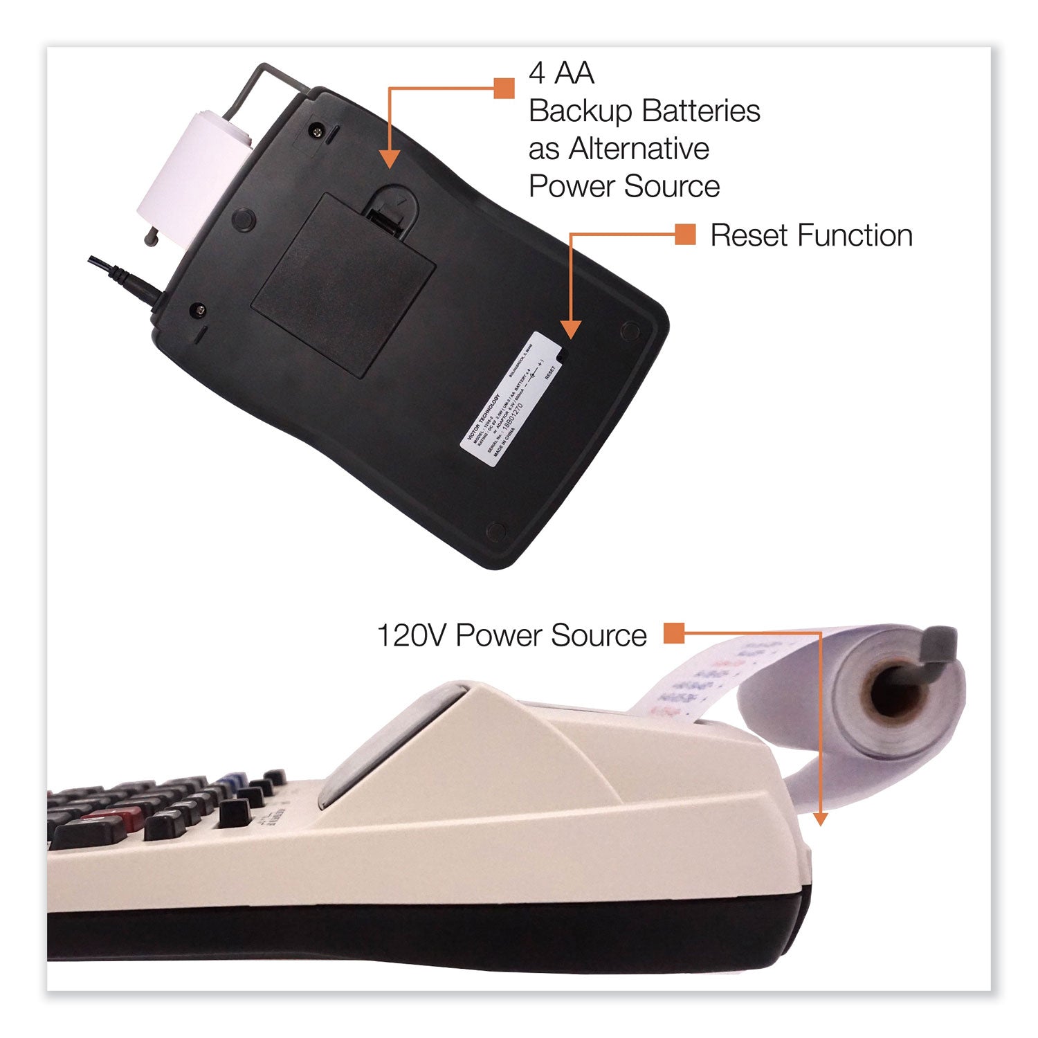 Victor® 1208-2 Two-Color Compact Printing Calculator, Black/red Print, 2.3 Lines/sec