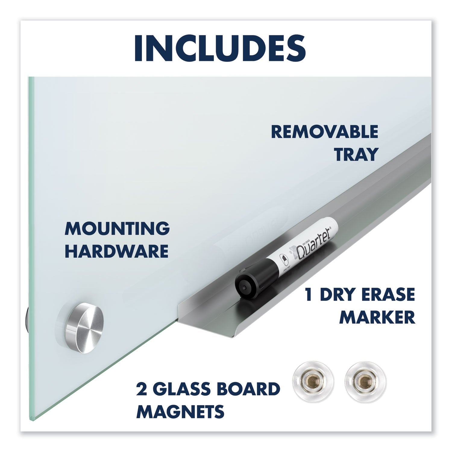 Quartet® Infinity Magnetic Glass Marker Board, 36" x 24", White Surface