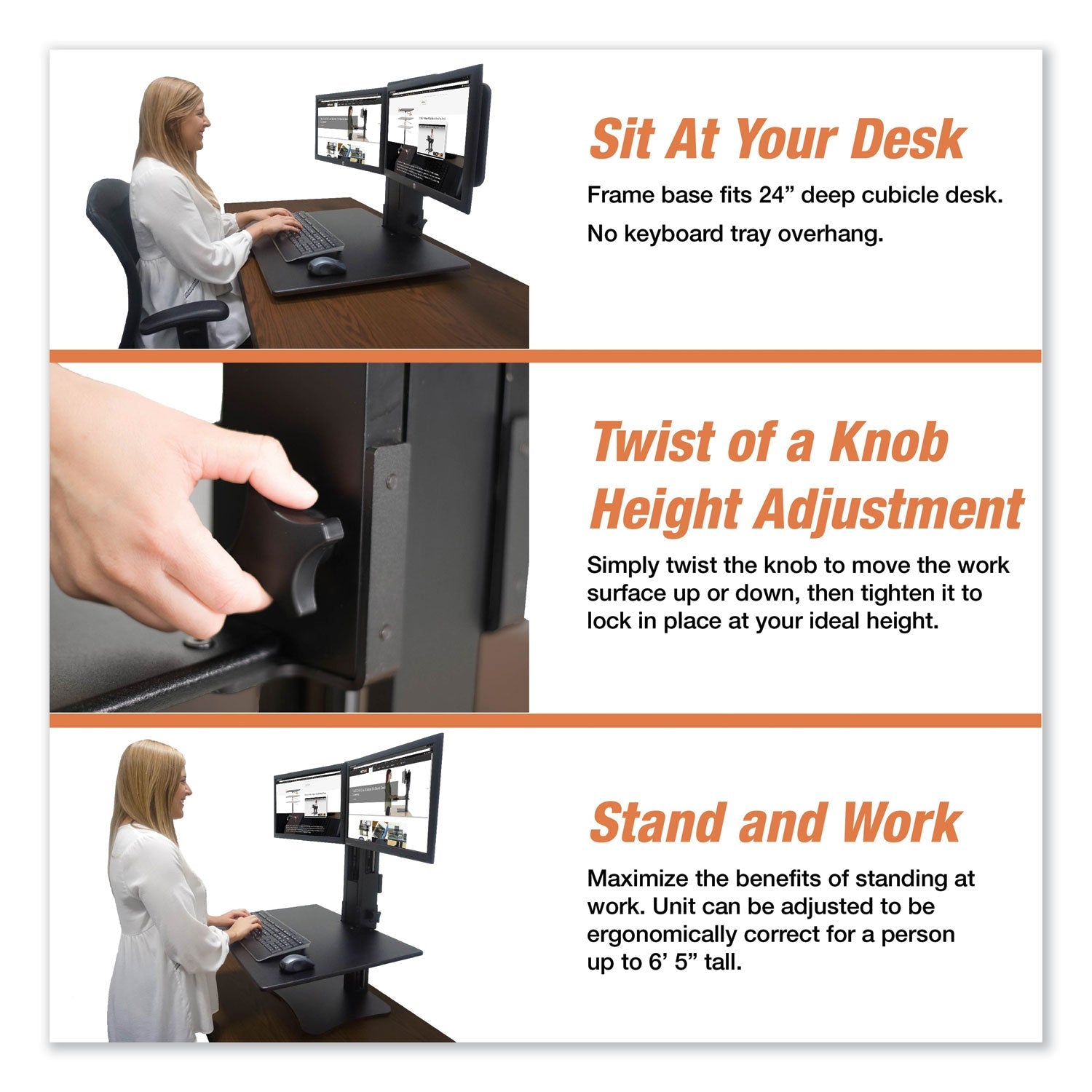 Victor® High Rise Dual Monitor Standing Desk Workstation, 28" X 23" X 10.5" To 15.5", Black - Bloom Skins