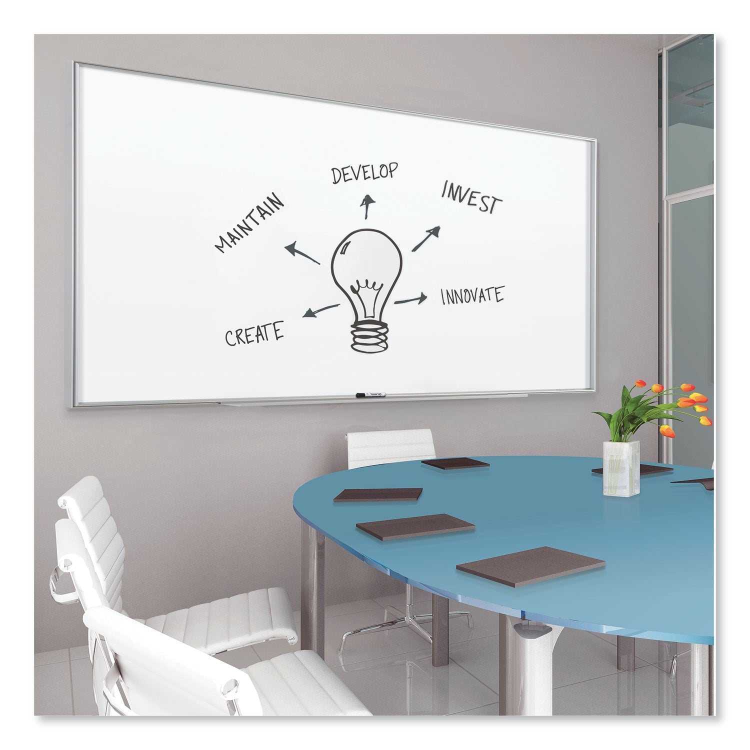 Quartet® Fusion Nano-Clean Magnetic Whiteboard, 48" x 36", White Surface, Satin Aluminum Frame