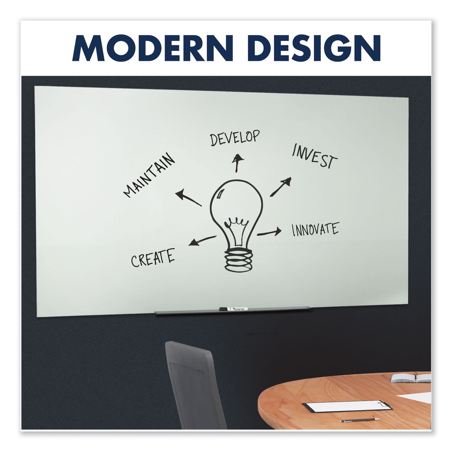 Quartet® InvisaMount Magnetic Glass Marker Board, 85" x 48", White Surface