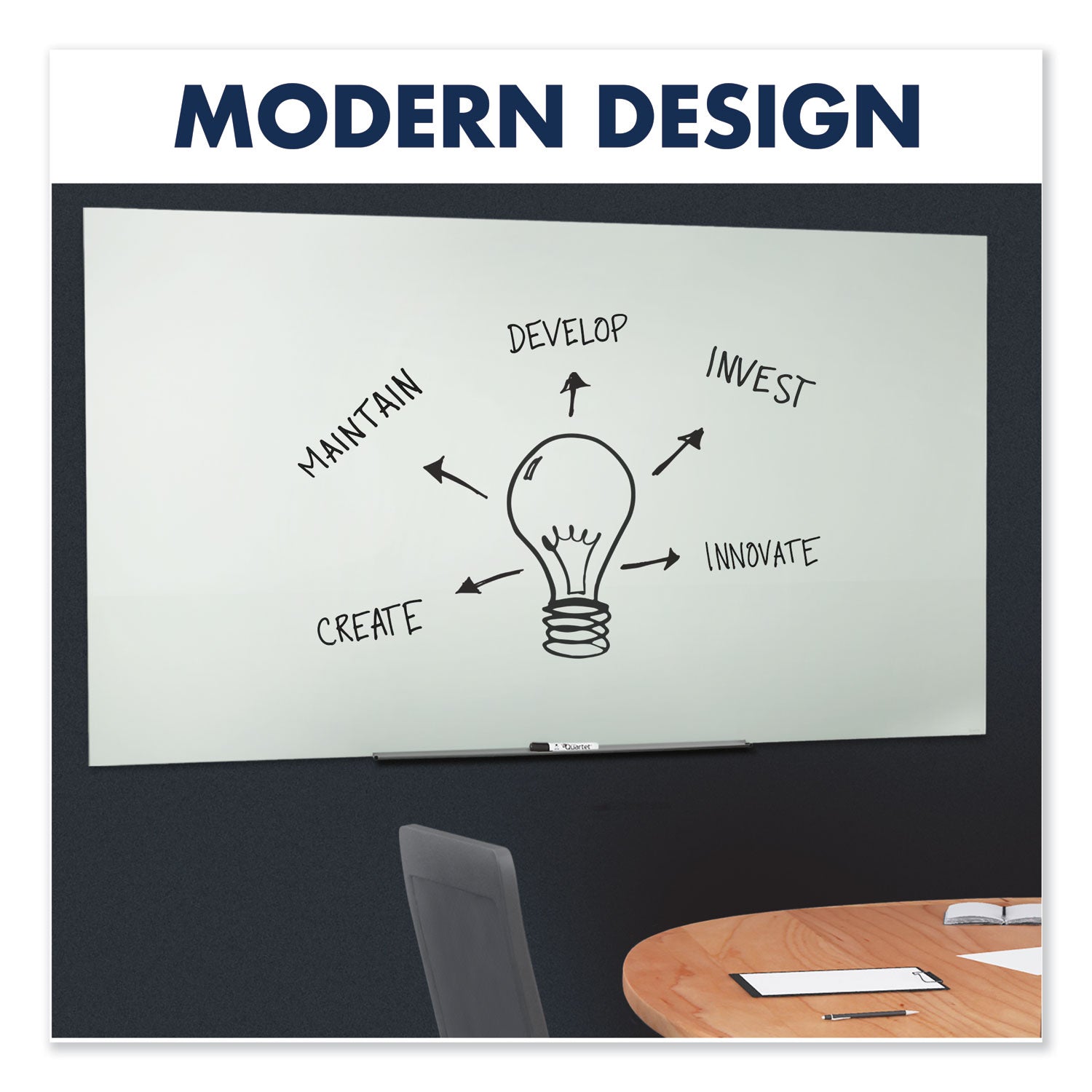 Quartet® InvisaMount Magnetic Glass Marker Board, 74" x 42", White Surface