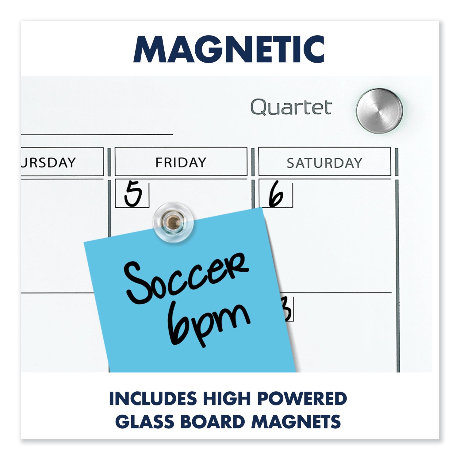 Quartet® Infinity Magnetic Glass Calendar Board, Monthly Planning/Scheduling, 48" x 36", White Surface