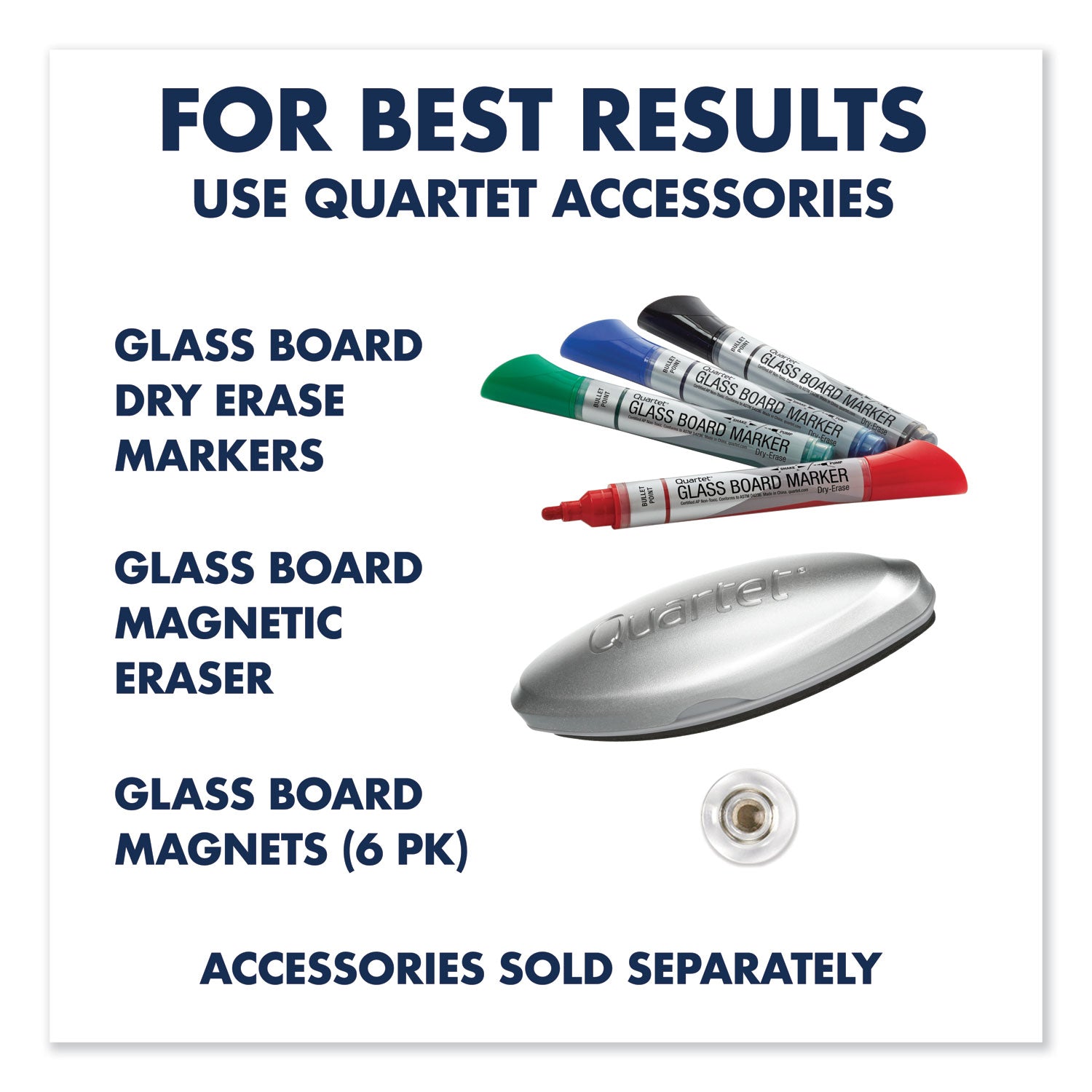 Quartet® InvisaMount Magnetic Glass Marker Board, 50" x 28", White Surface