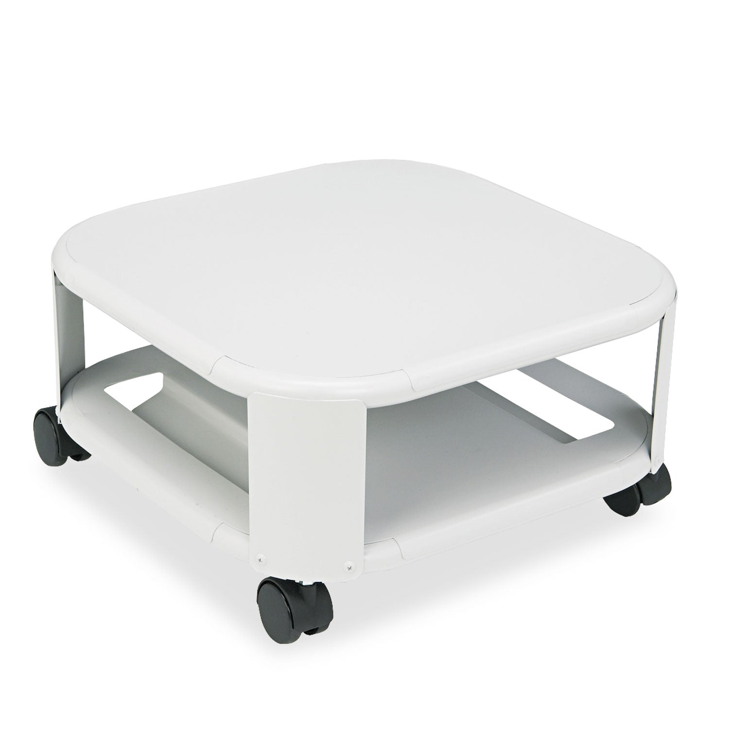 Master® Mead-Hatcher Mobile Printer Stand, Metal, 2 Shelves, 75 lb Capacity, 17.8" x 17.8" x 8.5", Platinum
