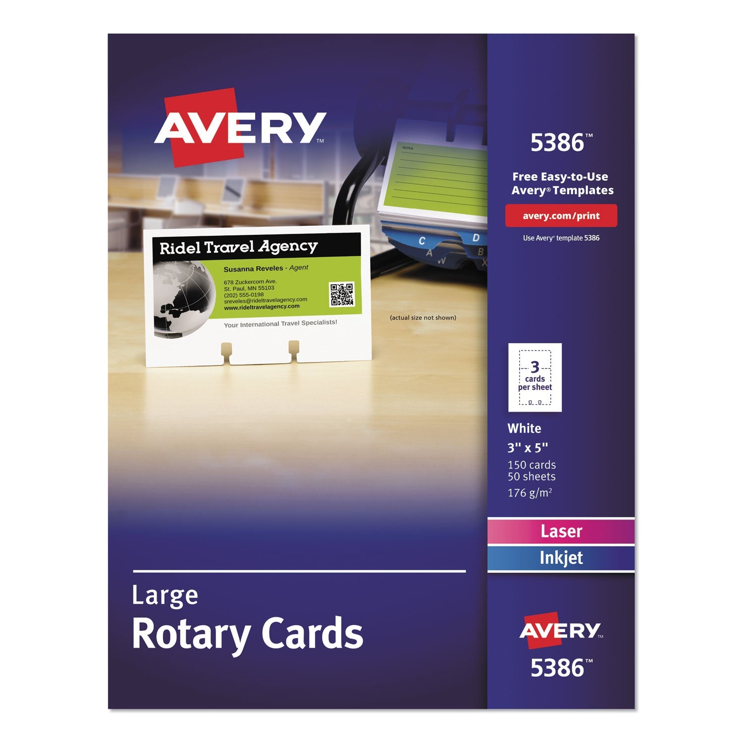 Large Rotary Cards | 3x5 White | 150/box