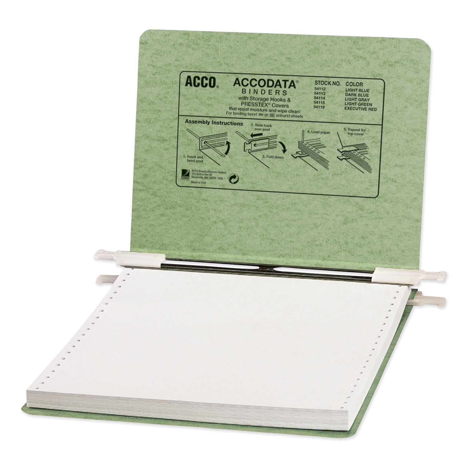 ACCO Presstex Covers With Storage Hooks | Green