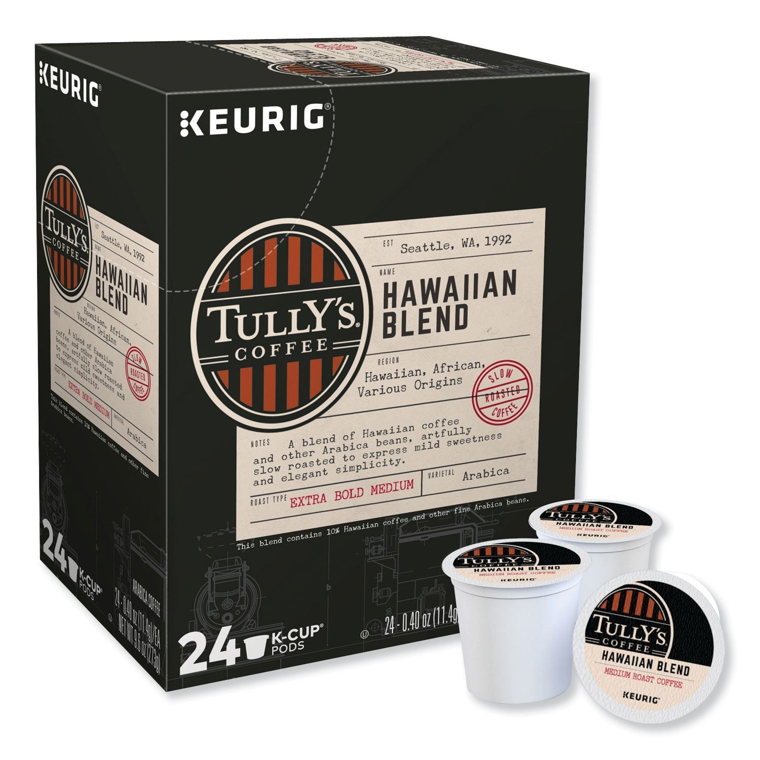 Hawaiian Blend Coffee K-Cups | Tully's | 24-Count