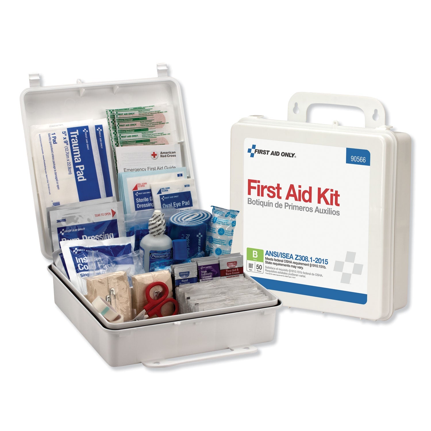 First Aid Only™ Bulk First Aid Kit for 50 People, 199 Pieces, Plastic Case - Bloom Skins