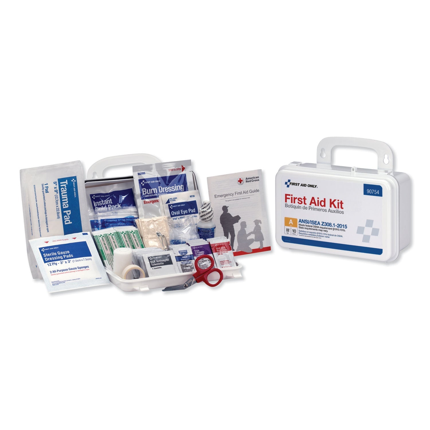 First Aid Only™ Ansi Class A 10 Person First Aid Kit, 71 Pieces, Plastic Case - Bloom Skins