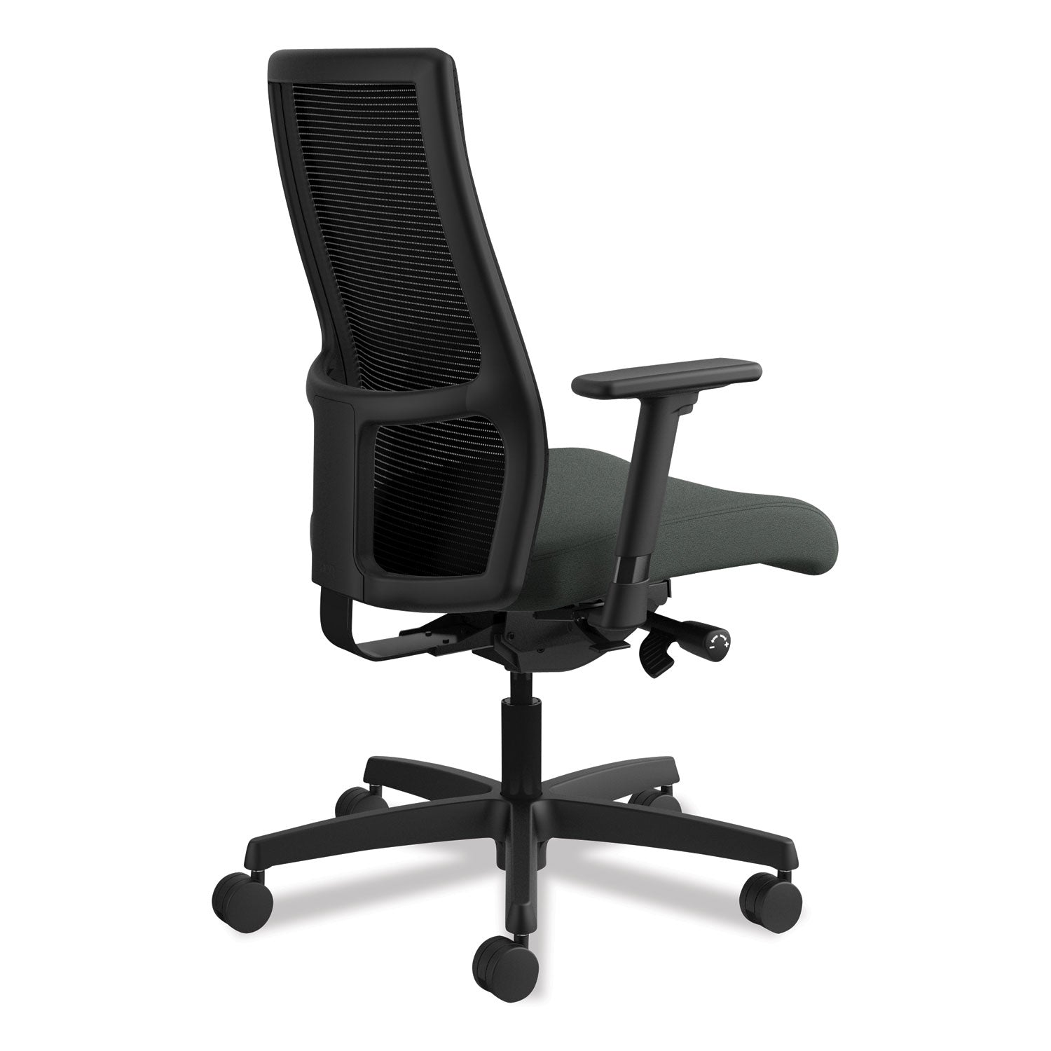 HON® Ignition Series Mesh Mid-Back Work Chair, Supports Up To 300 Lb, 17.5" To 22" Seat Height, Iron Ore Seat, Black Back/base