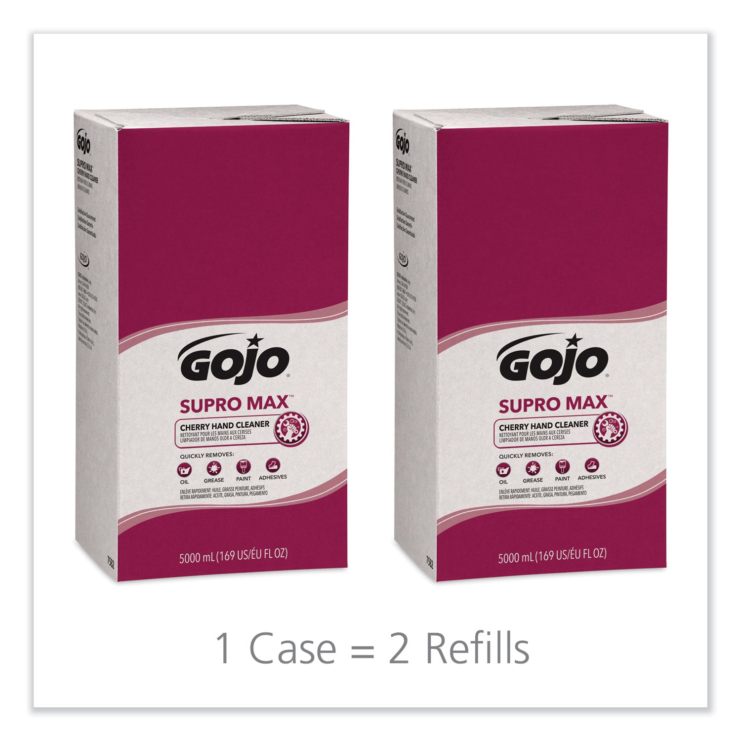 GOJO® SUPRO MAX Heavy Duty Hand Cleaner, Refill for GOJO PRO TDX Touch-Free Dispenser, Cherry Scent, 5,000 mL, 2/Carton