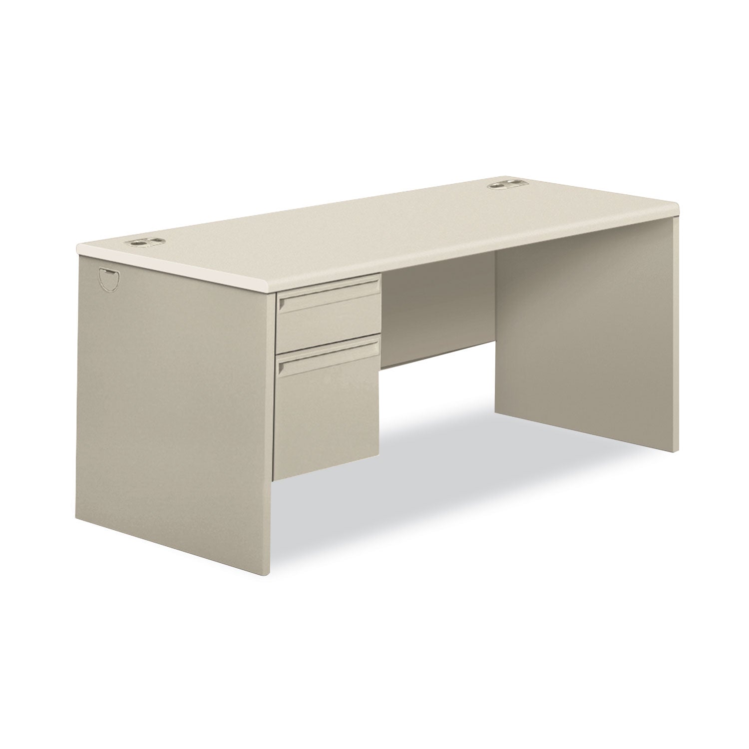 Left Pedestal Desk | HON® 38000, 66", Light Gray