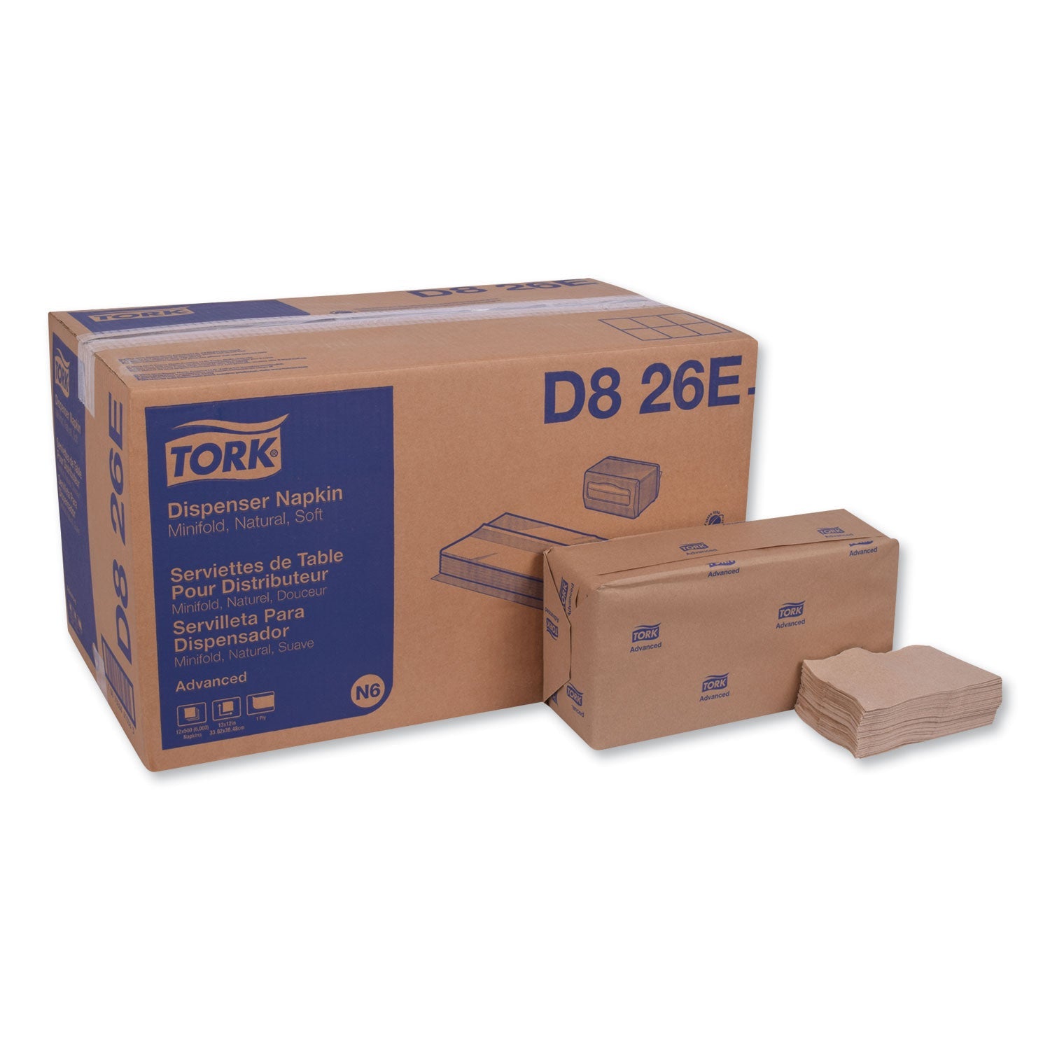 Tork® Advanced Soft Minifold Dispenser Napkins, 1-Ply,13" X 12", Natural, 6000/carton
