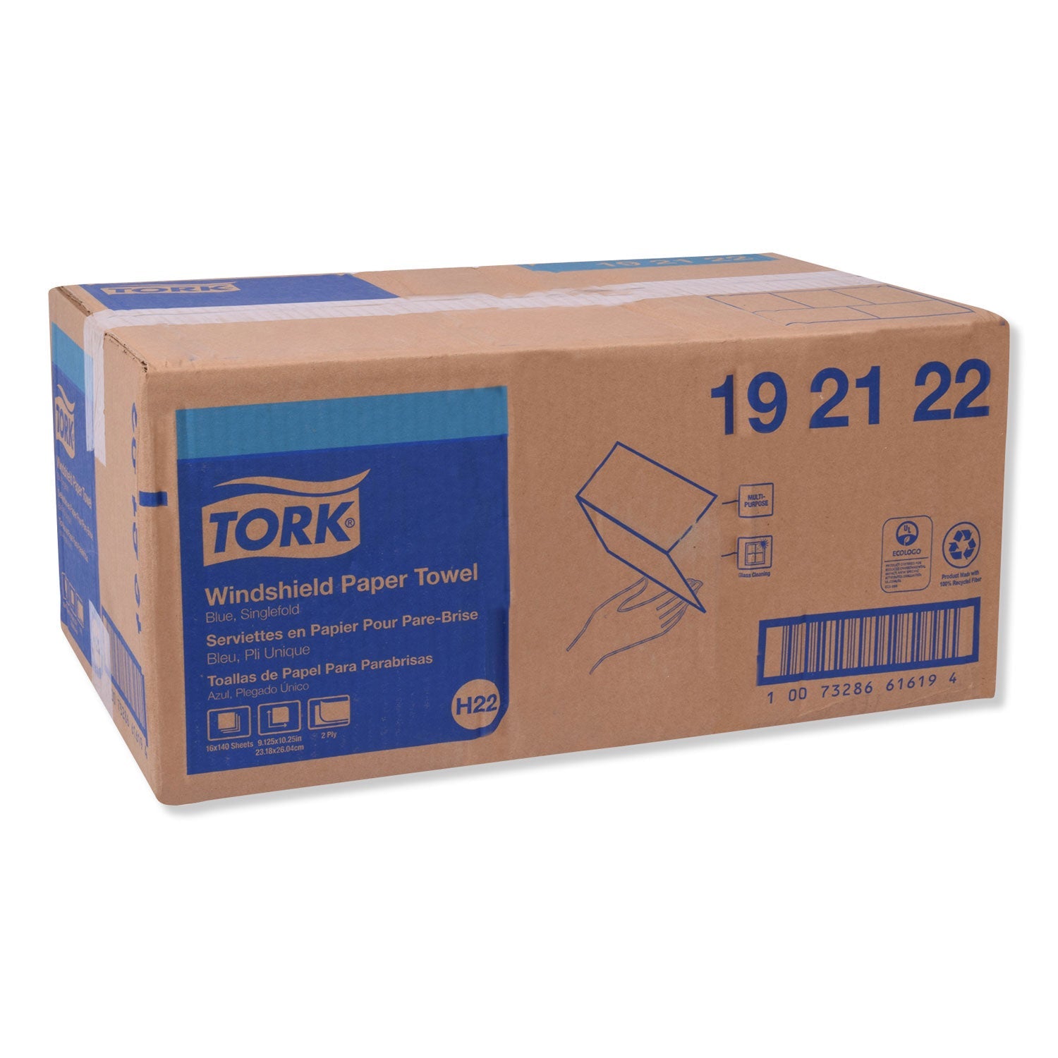 Tork® Windshield Towel, 2-Ply, 9.13 x 10.25, Blue, 140/Pack, 16 Packs/Carton