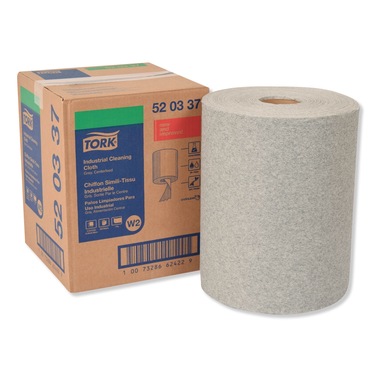 Tork® Industrial Cleaning Cloths | Gray Roll