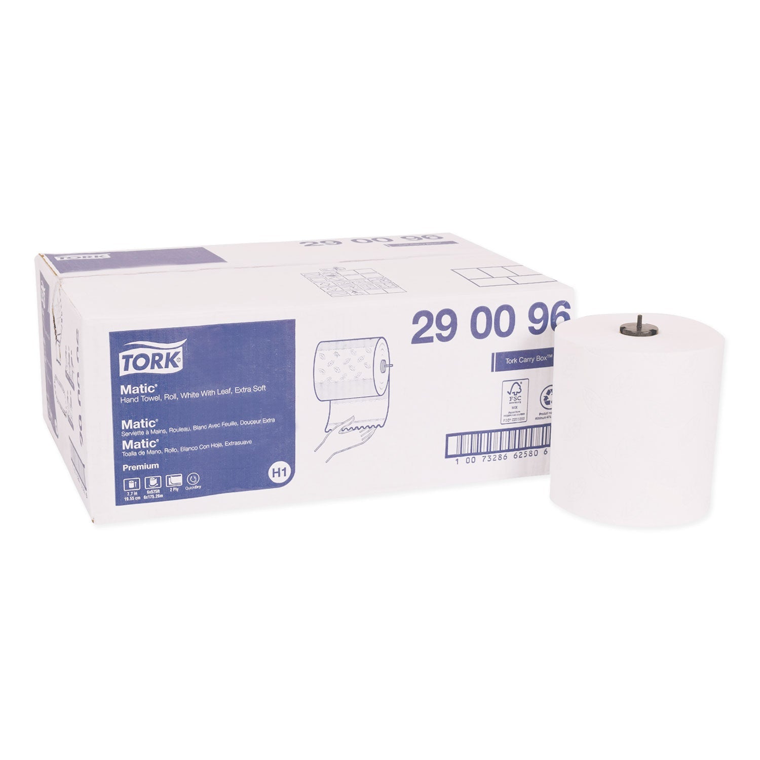 Tork® Premium Soft Matic Hand Towel Roll, 2-Ply, 7.7 x 575 ft, White, 704/Roll, 6 Rolls/Carton