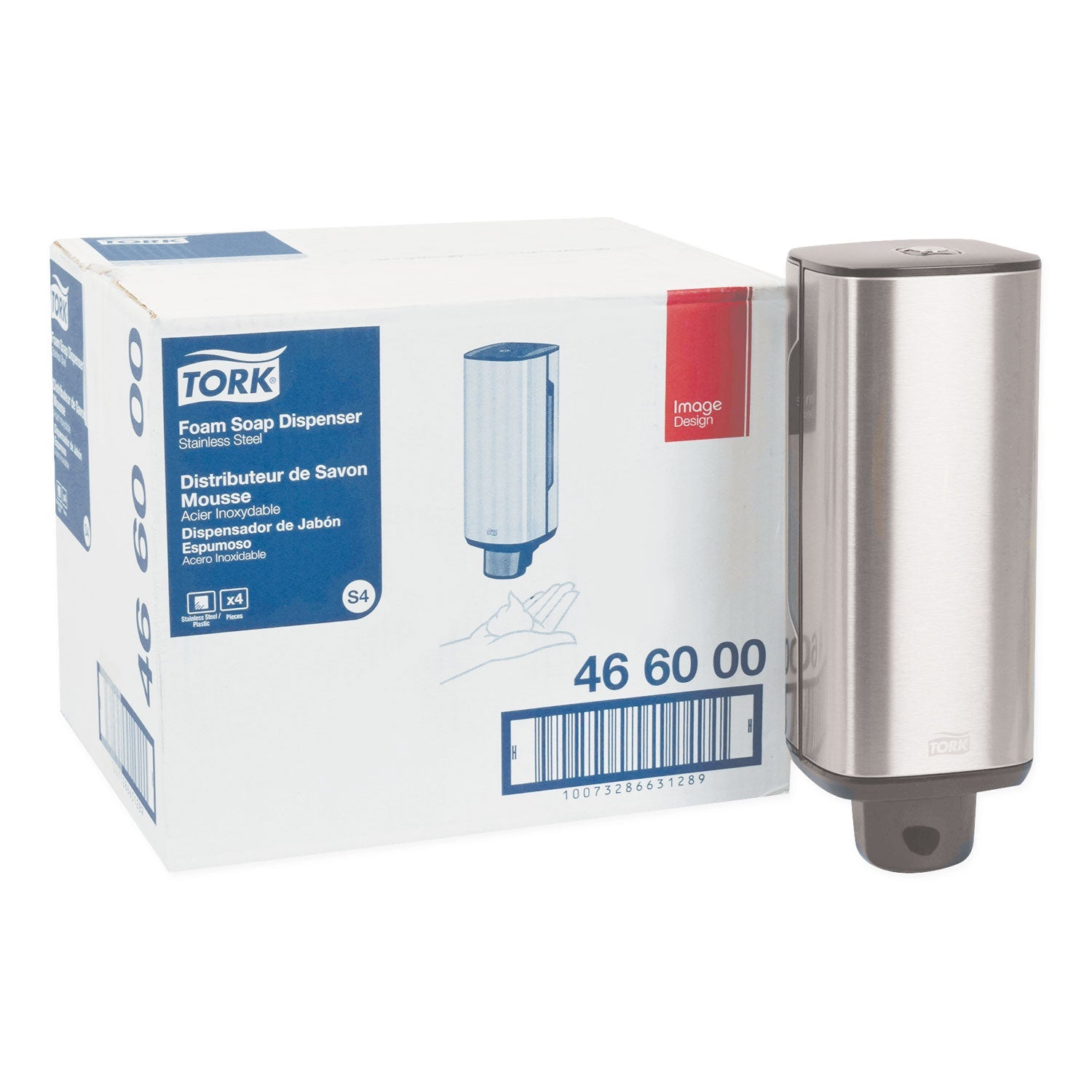 Tork® Foam Skincare Manual Dispenser, 1 L Bottle; 33 Oz Bottle, 4.25 X 4.25 X 11.38, Stainless Steel