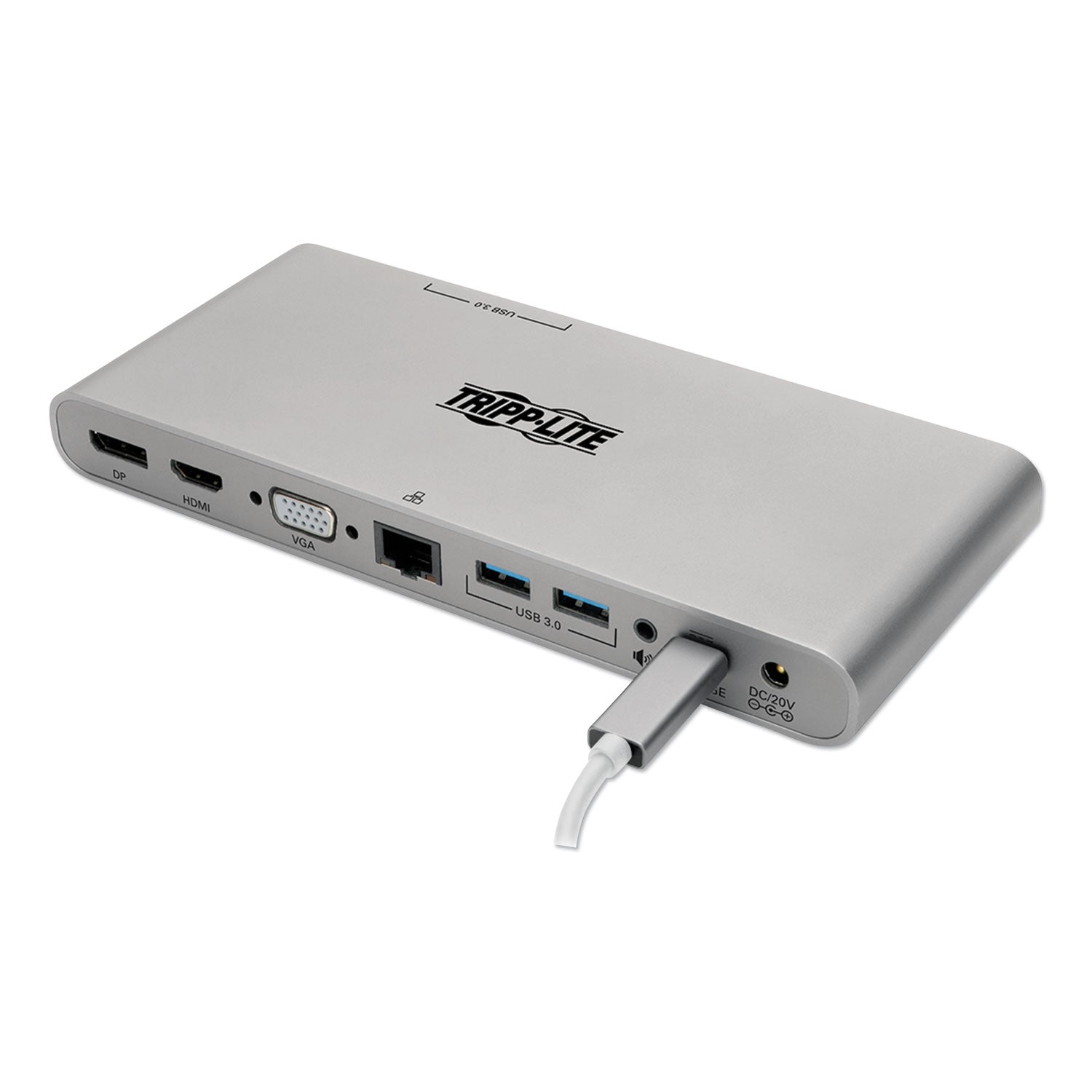 Tripp Lite by Eaton Usb Type-C Docking Station, 3.5mm/displayport/hdmi/rj45/thunderbolt 3/usb A/usb C/vga, Silver