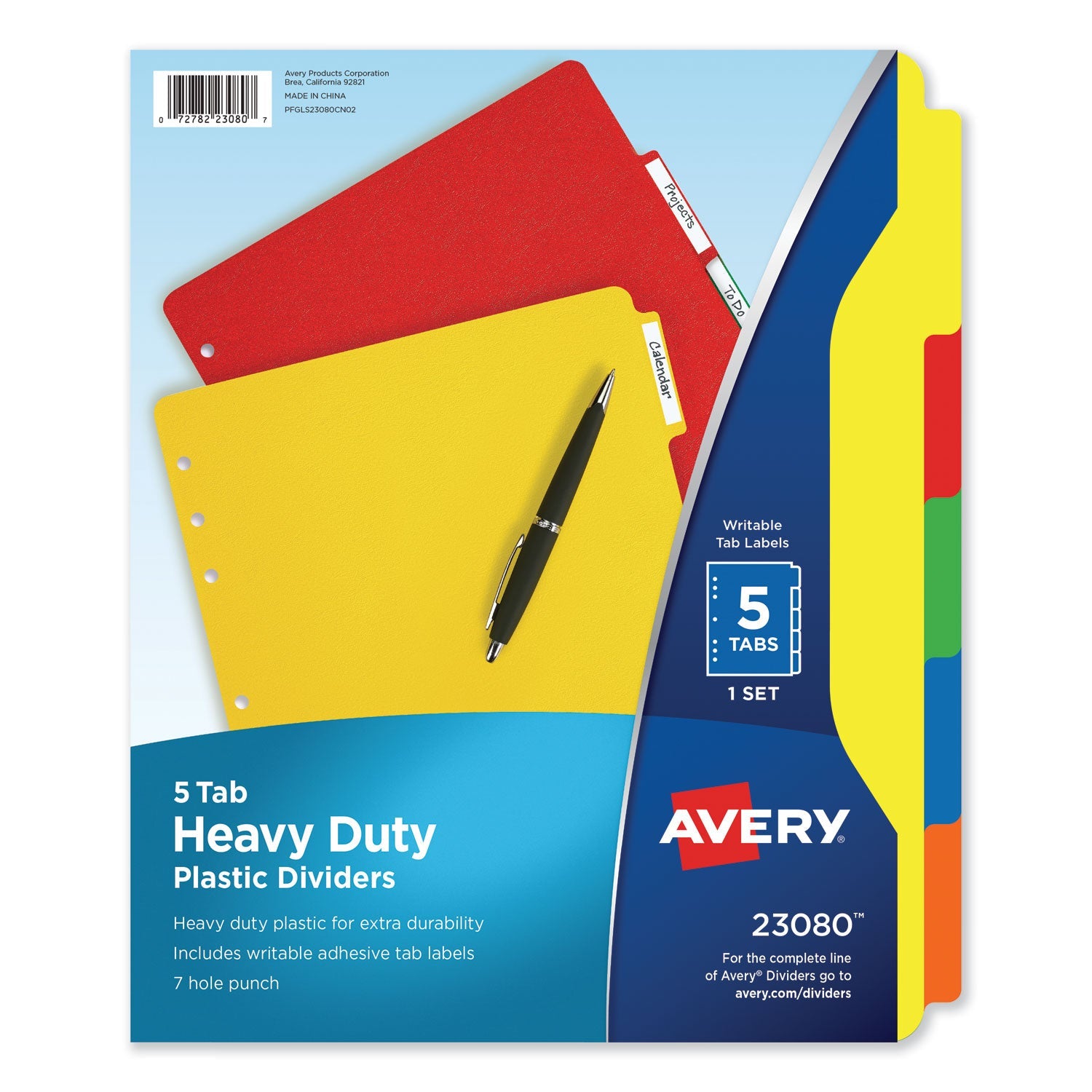 Heavy-Duty Plastic Dividers | 5-Tab Set | Assorted