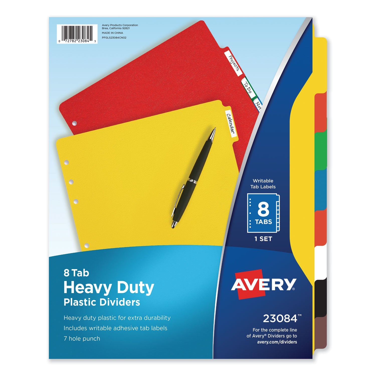 Heavy-Duty Plastic Dividers | 8-Tab Set | Assorted