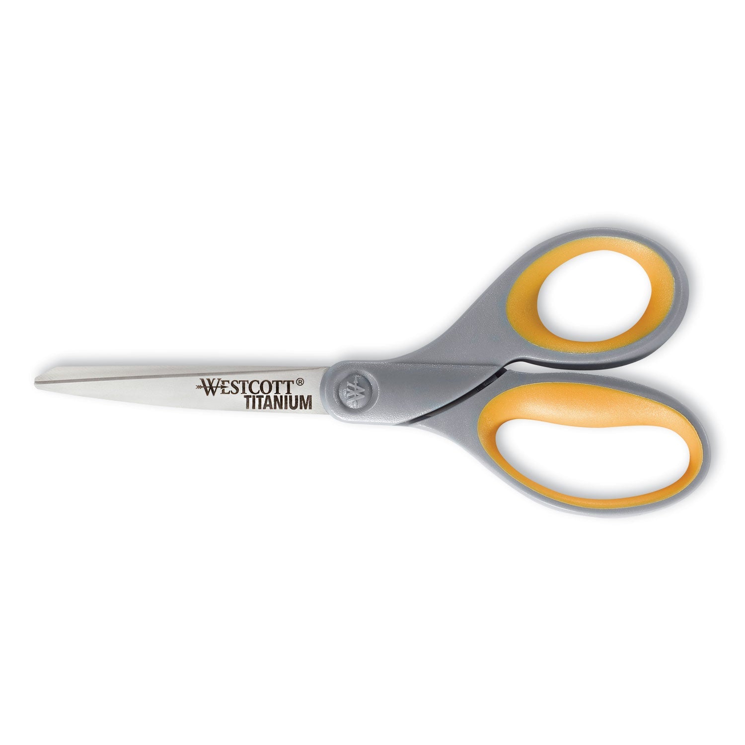 Westcott® Titanium Bonded Scissors, 8" Long, 3.5" Cut Length, Straight Gray/Yellow Handle