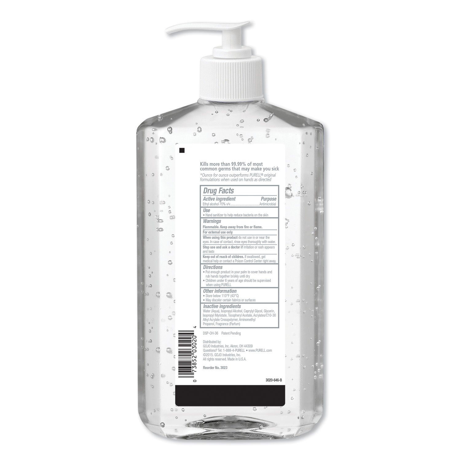 PURELL® Advanced Hand Sanitizer Refreshing Gel, 20 oz Pump Bottle, Clean Scent, 12/Carton