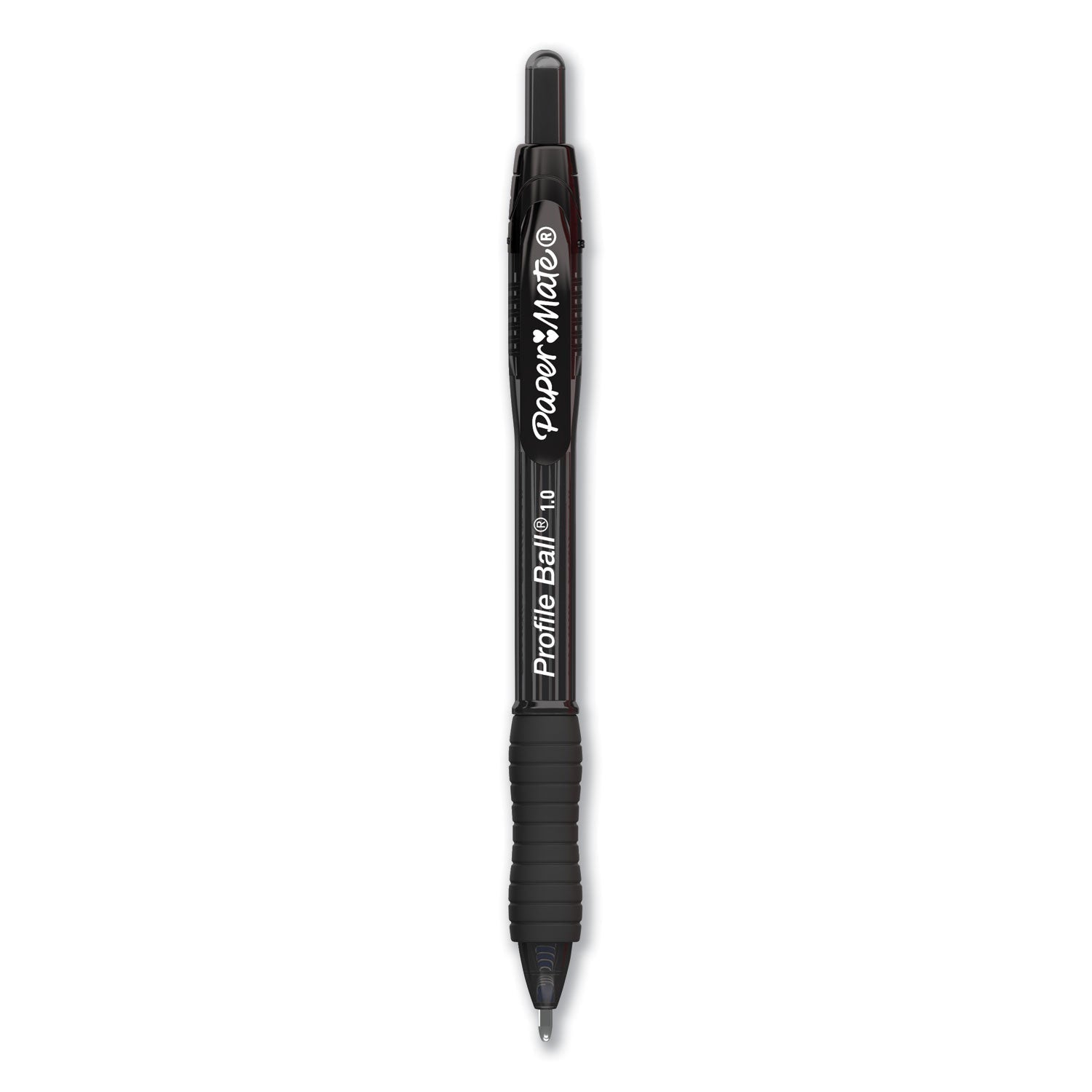 Paper Mate® Profile Ballpoint Pen, Retractable, Medium 1 Mm, Black Ink, Translucent Black Barrel, Dozen