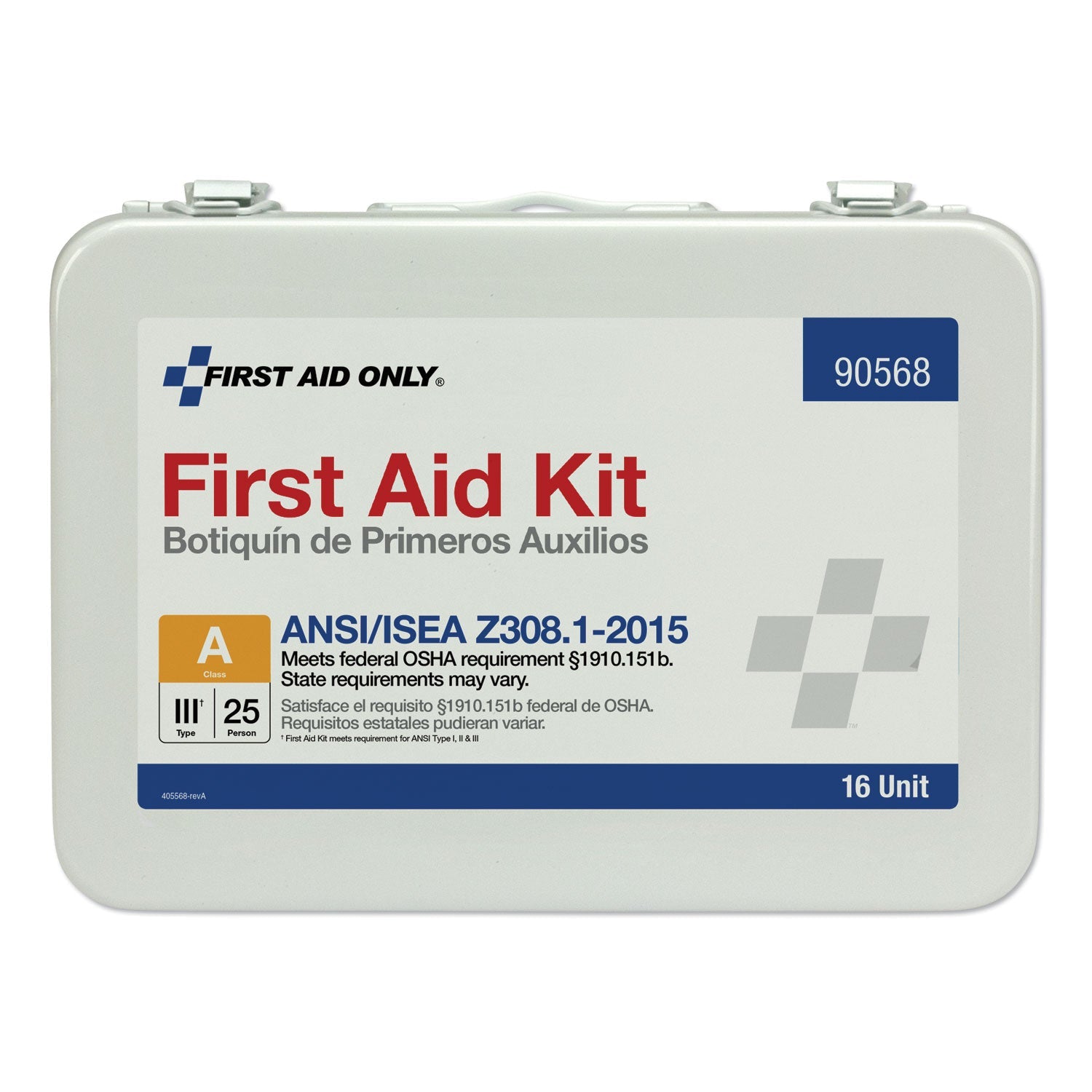 First Aid Only™ Unitized Ansi Compliant Class A Type Iii First Aid Kit For 25 People, 84 Pieces, Metal Case