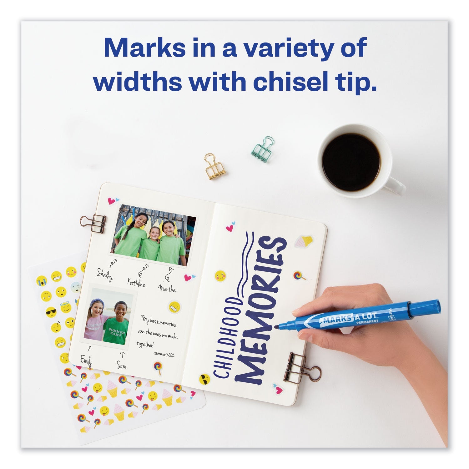 Avery® Marks A Lot Large Desk-Style Permanent Marker, Broad Chisel Tip, Blue, Dozen (8886)