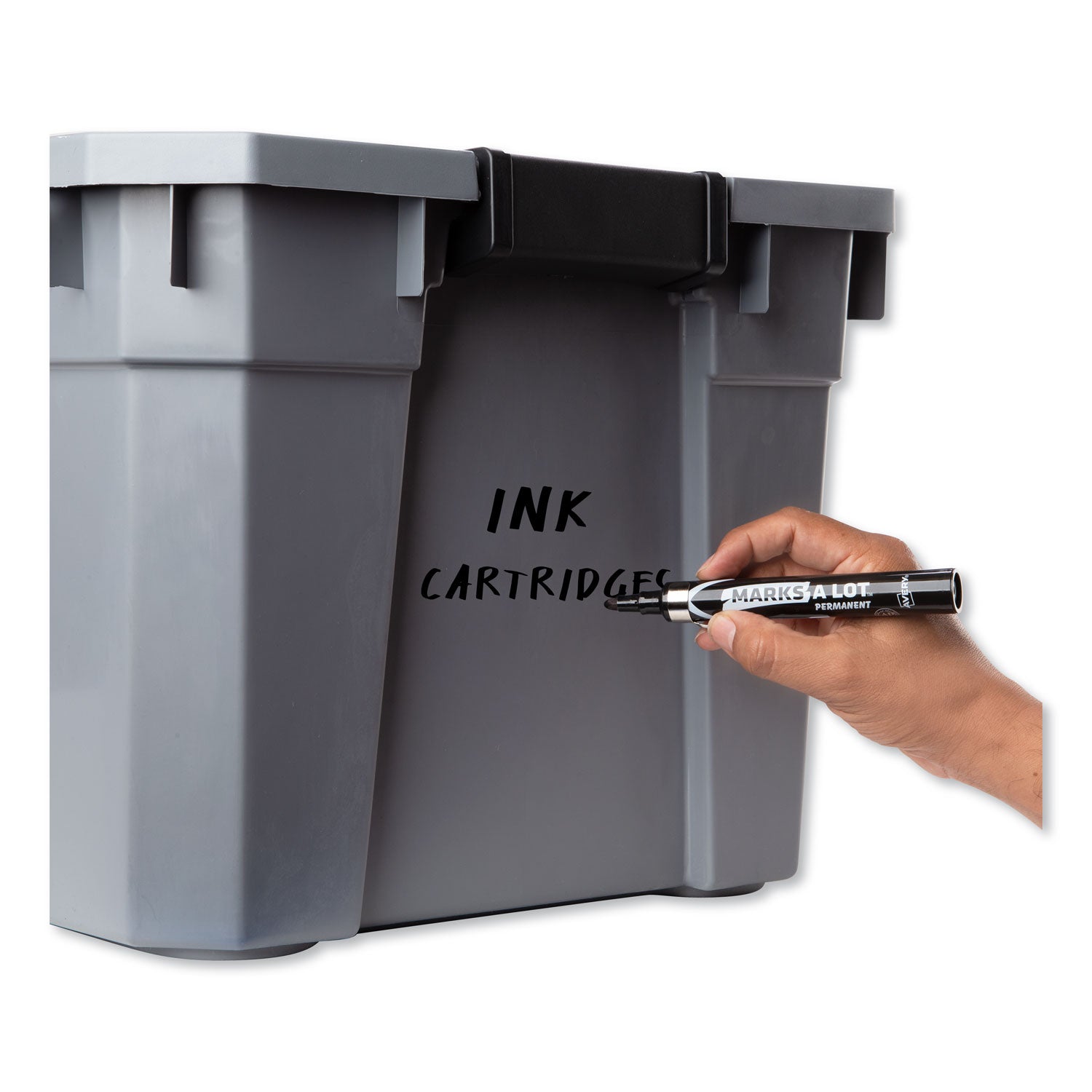Avery® Marks A Lot Large Desk-Style Permanent Marker With Metal Pocket Clip, Broad Bullet Tip, Black, Dozen (24878)