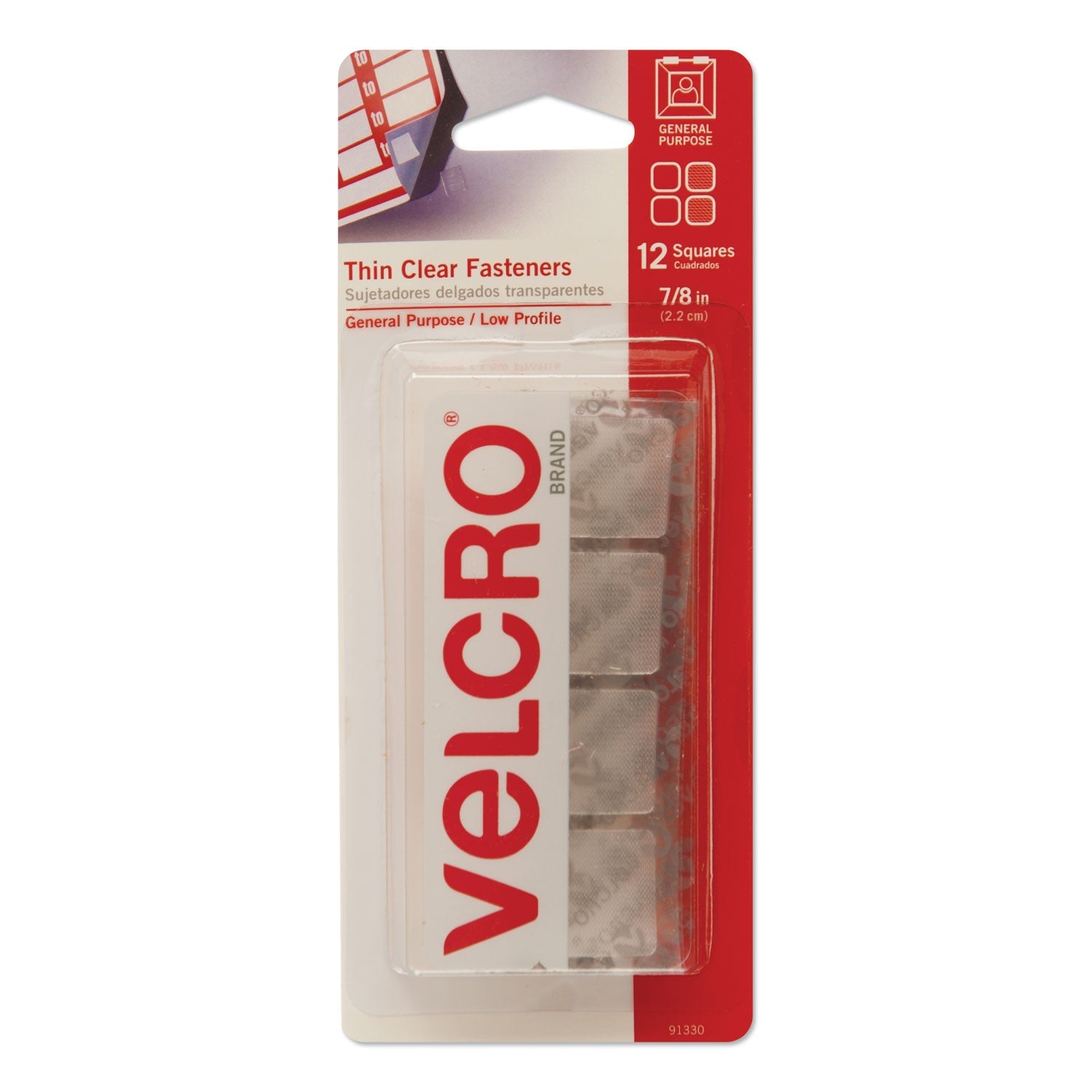 Sticky-Back Fasteners | 0.88" Clear | 12/pack
