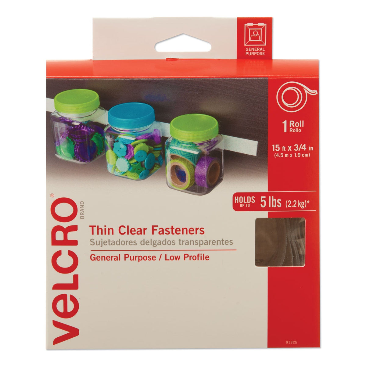 Sticky-Back Fasteners | VELCRO®, 0.75"x15', Clear